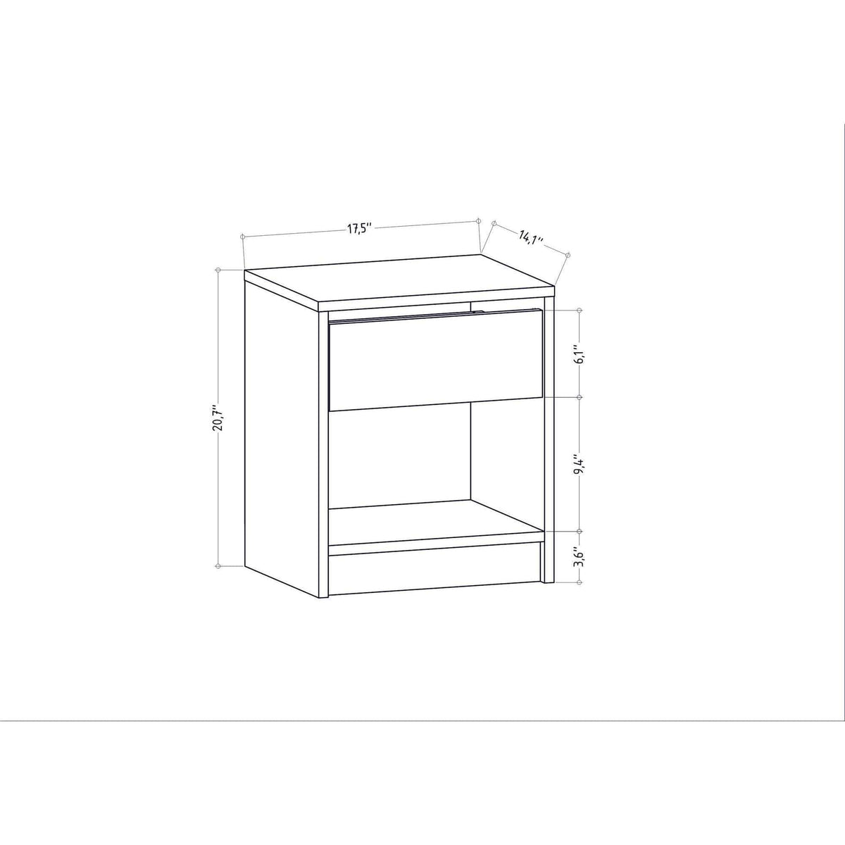 Noptiera Sheridan, alb, PAL melaminat, 45x36x53 cm