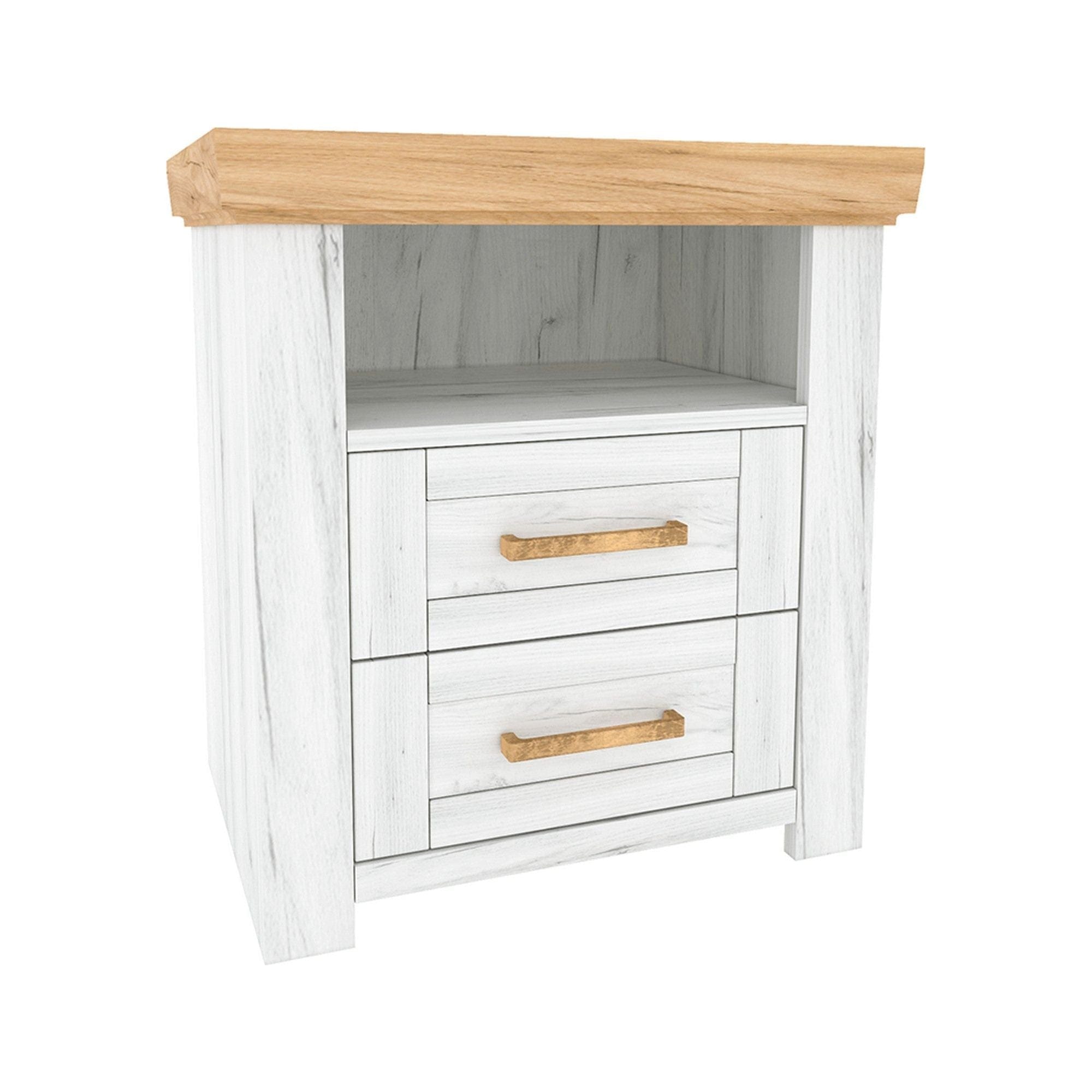 Noptiera SUDBURY X, stejar craft auriu/stejar craft alb, DTD laminat, 58x42x63 cm