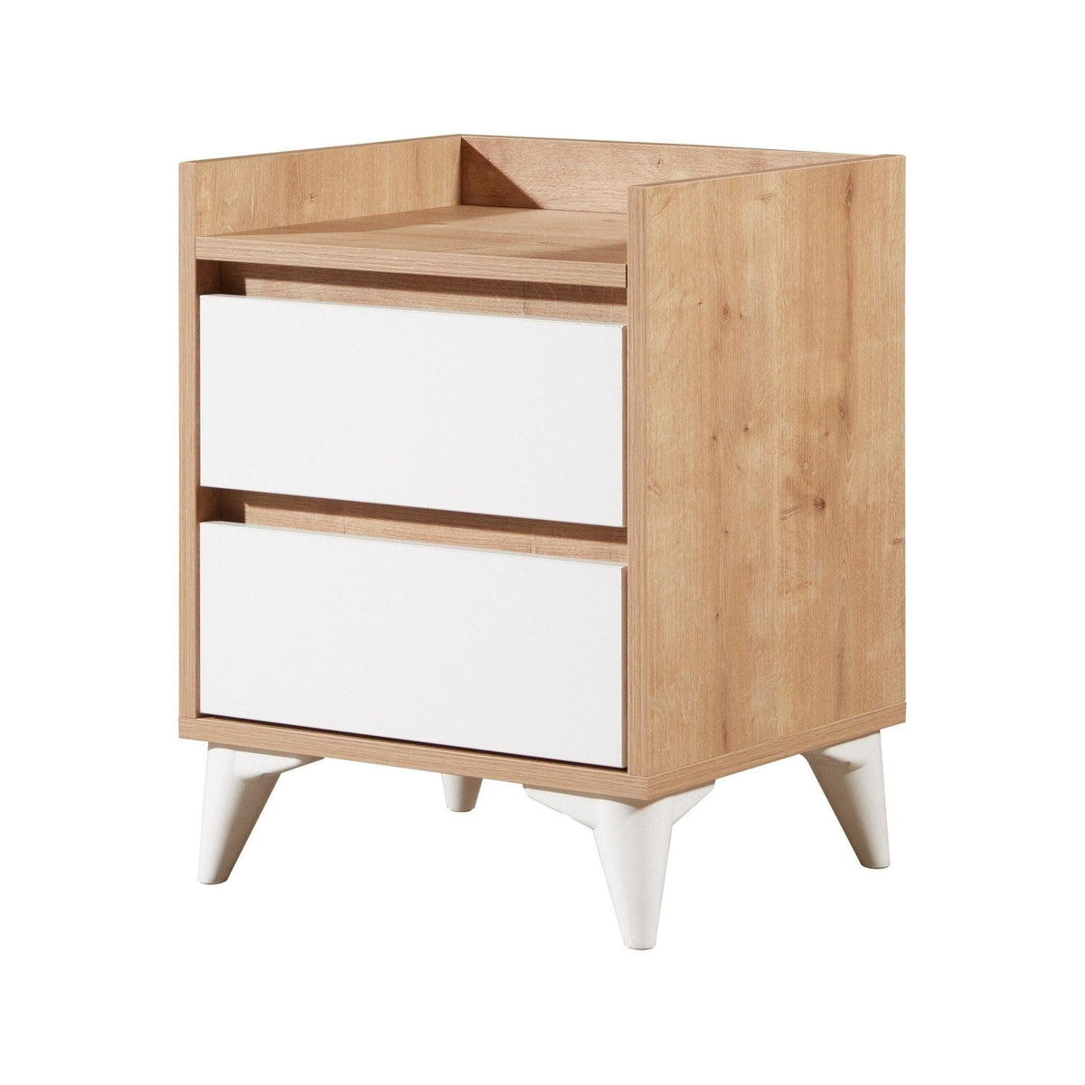 Noptiera TUVALLE 041, stejar/alb, PAL melaminat, 45x40x59 cm