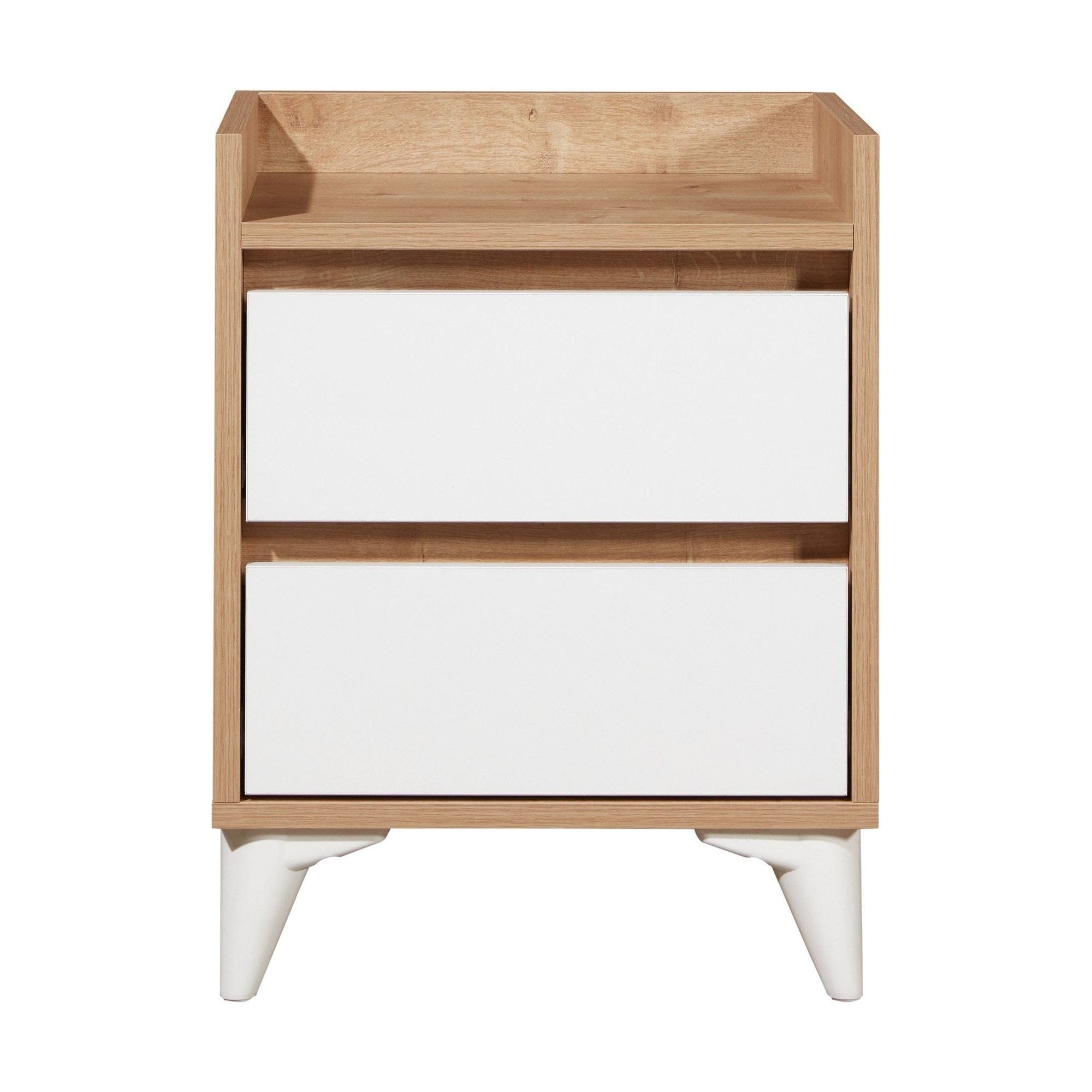 Noptiera TUVALLE 041, stejar/alb, PAL melaminat, 45x40x59 cm