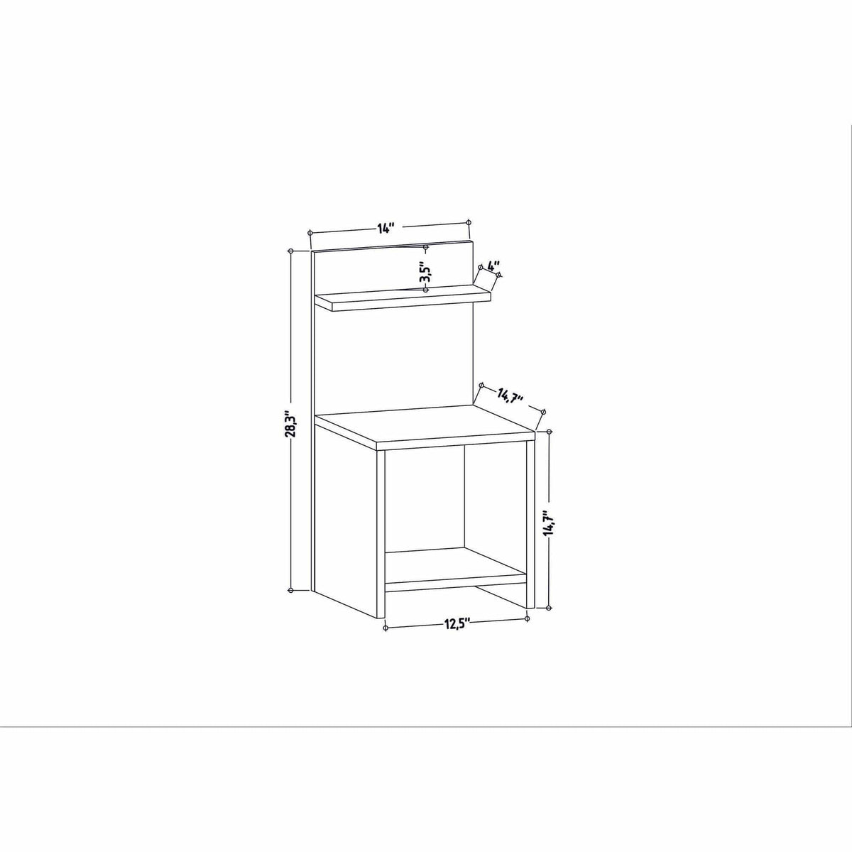 Noptiera Ullman, gri antracit, PAL melaminat, 36x37x72 cm