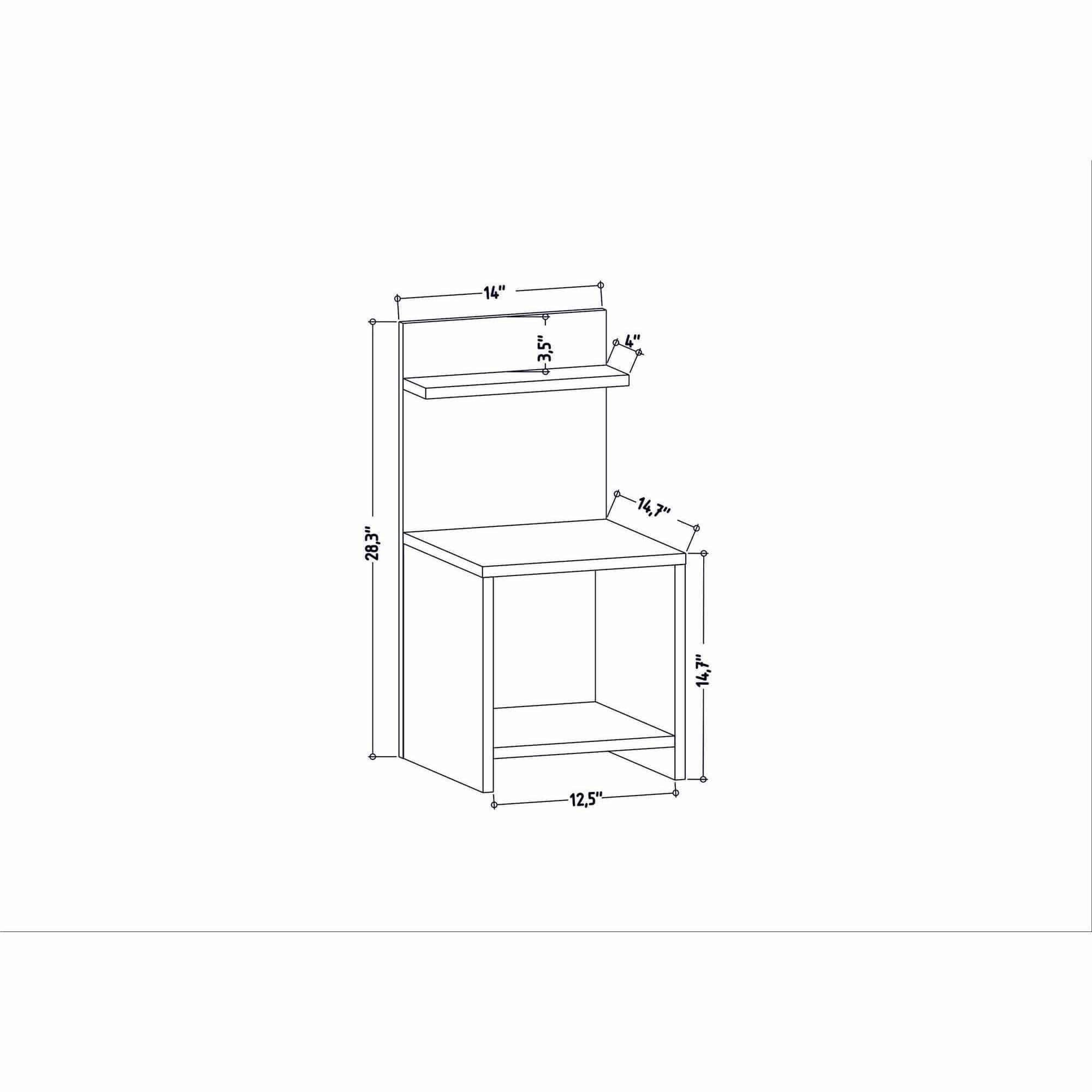 Noptiera Ullman, gri antracit, PAL melaminat, 36x37x72 cm