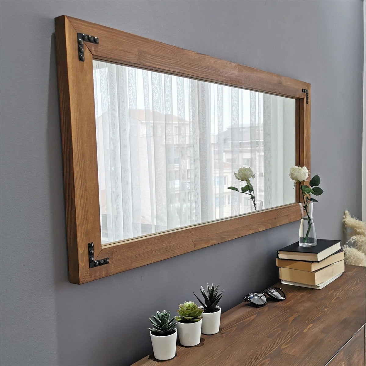 Oglinda 11050CV, nuc, lemn, 110x3x50 cm