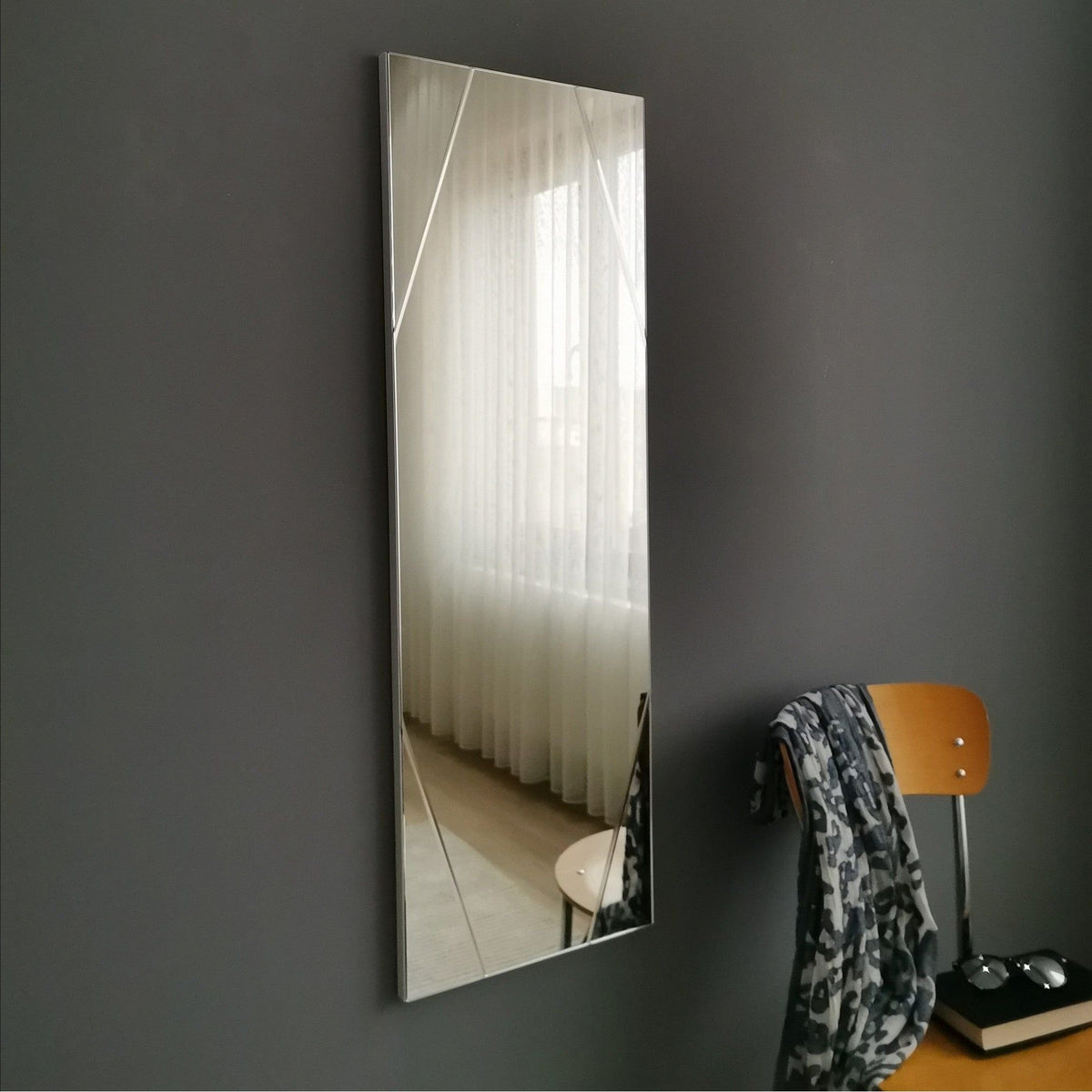 Oglinda A320Y, argintiu, 35x105 cm
