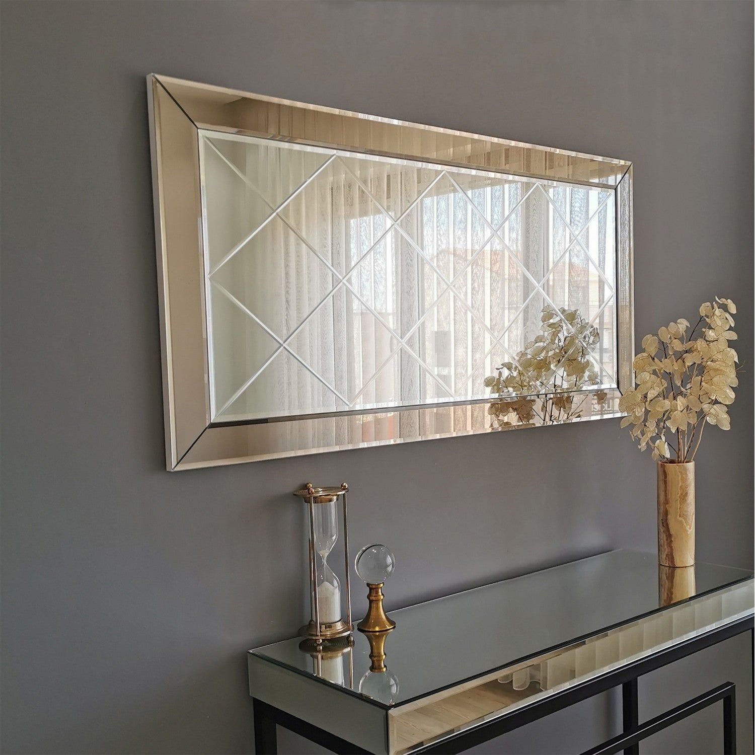 Oglinda A330Y, argintiu, 130x2x65 cm