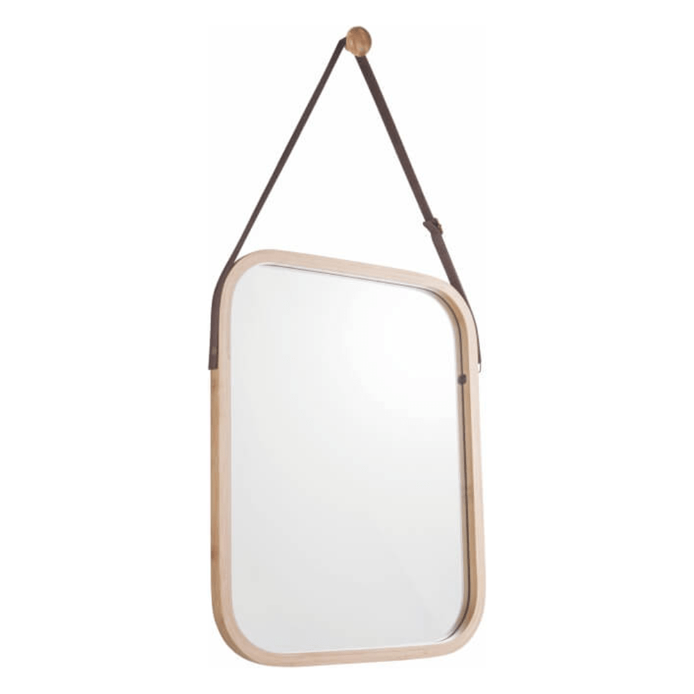 Oglinda LEMI 2, bambus natural, lemn de bambus lacuit, 45x2x45 cm