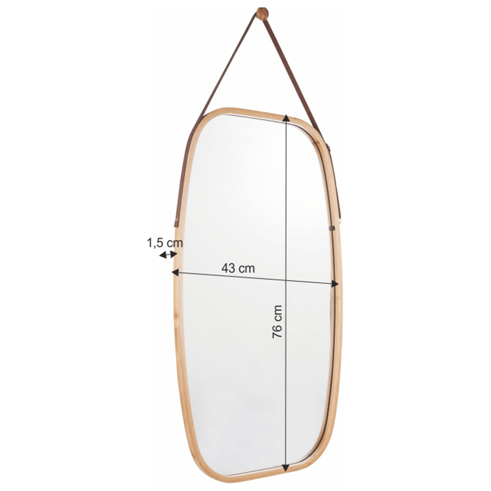 Oglinda LEMI 3+C420, bambus natural, lemn de bambus lacuit, 43x2x76 cm