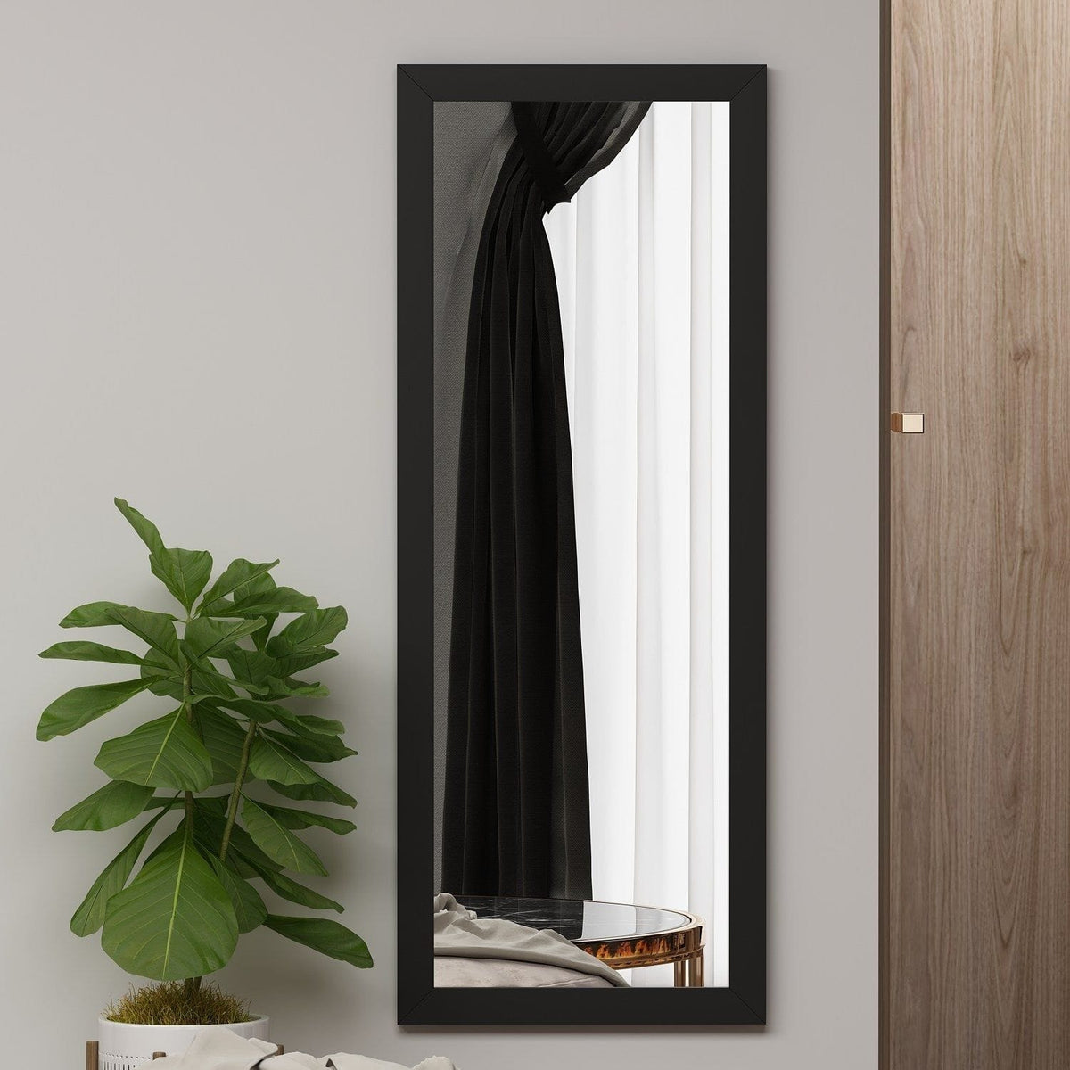 Oglinda OMILO, negru, 40x2x105 cm