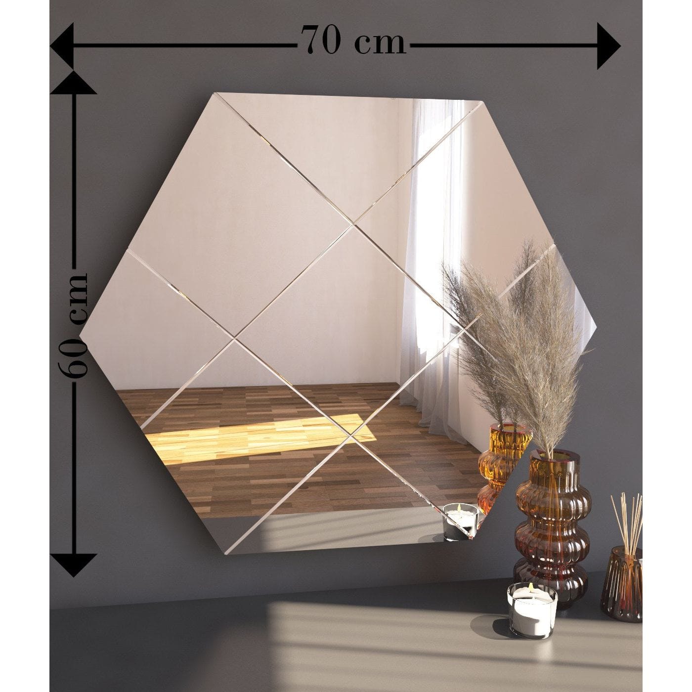 Oglinda perete ASSA, alb, 70x2x60 cm