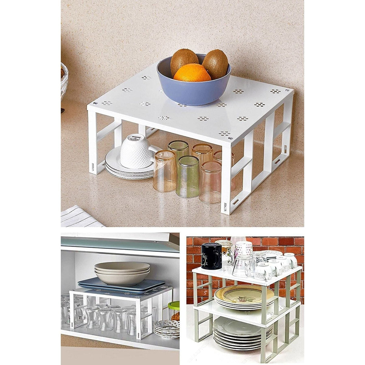 Organizator bucatarie 8100, alb, metal/plastic, 32x28x15 cm