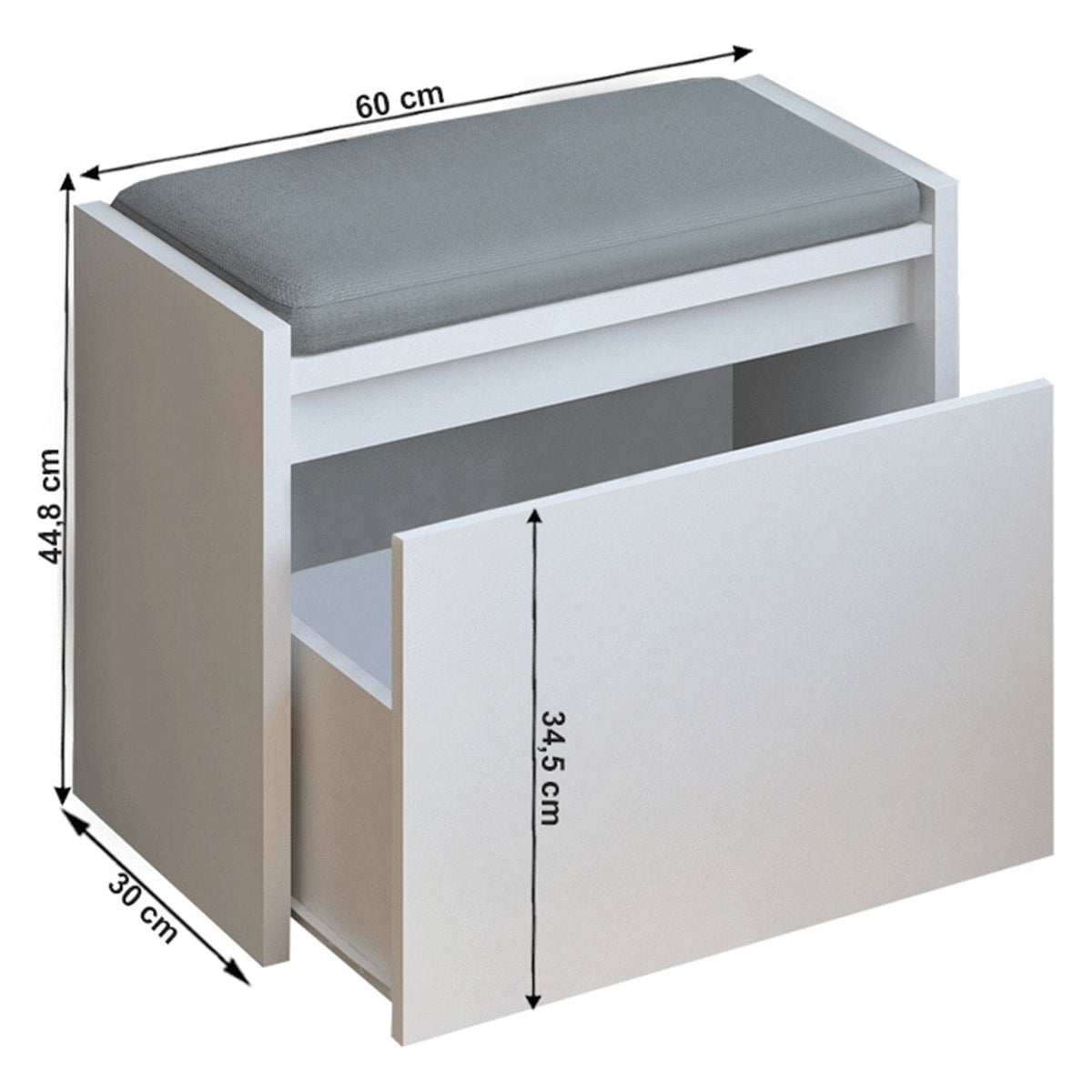 Pantofar BERGI, alb, DTD laminat, 60x30x45 cm