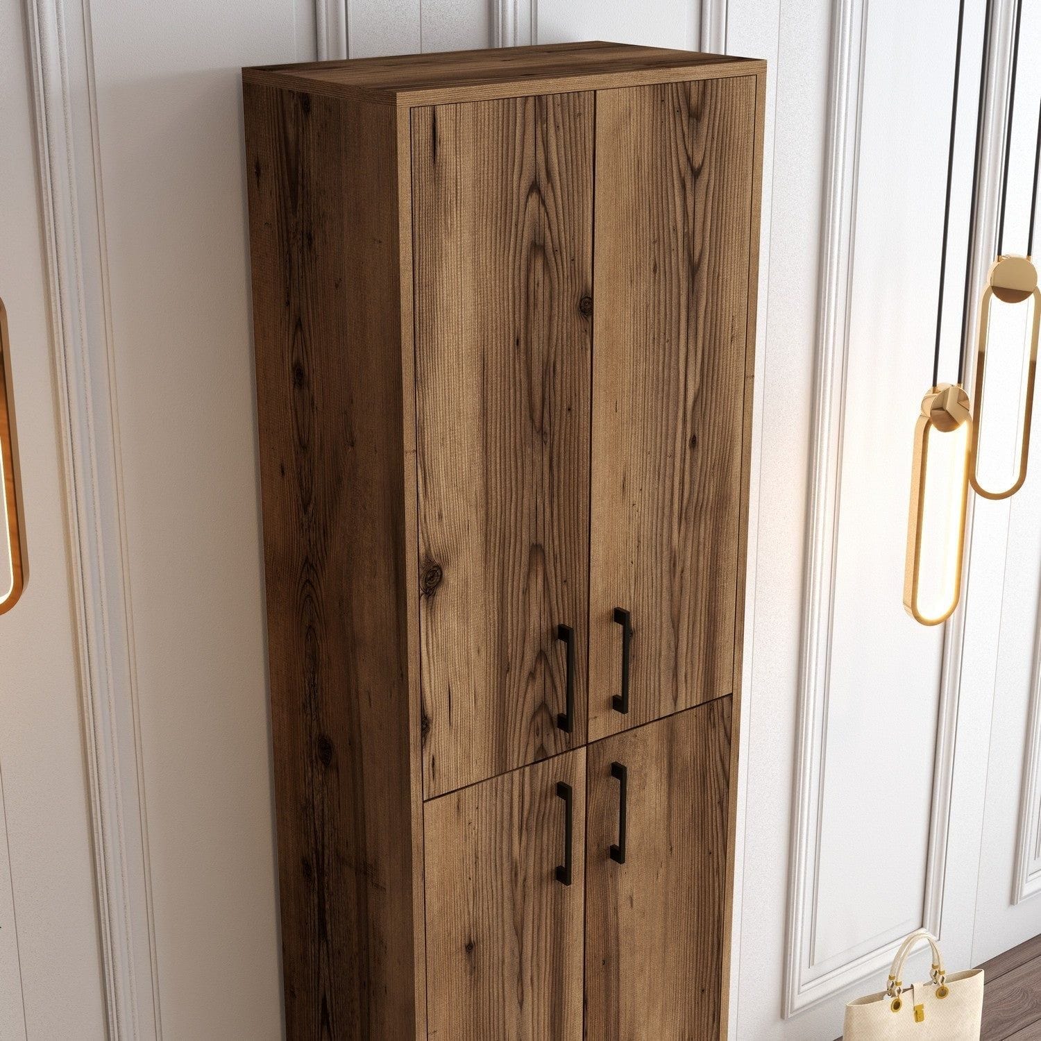 Pantofar BERLIN A, nuc, PAL melaminat/metal, 60x35x200 cm