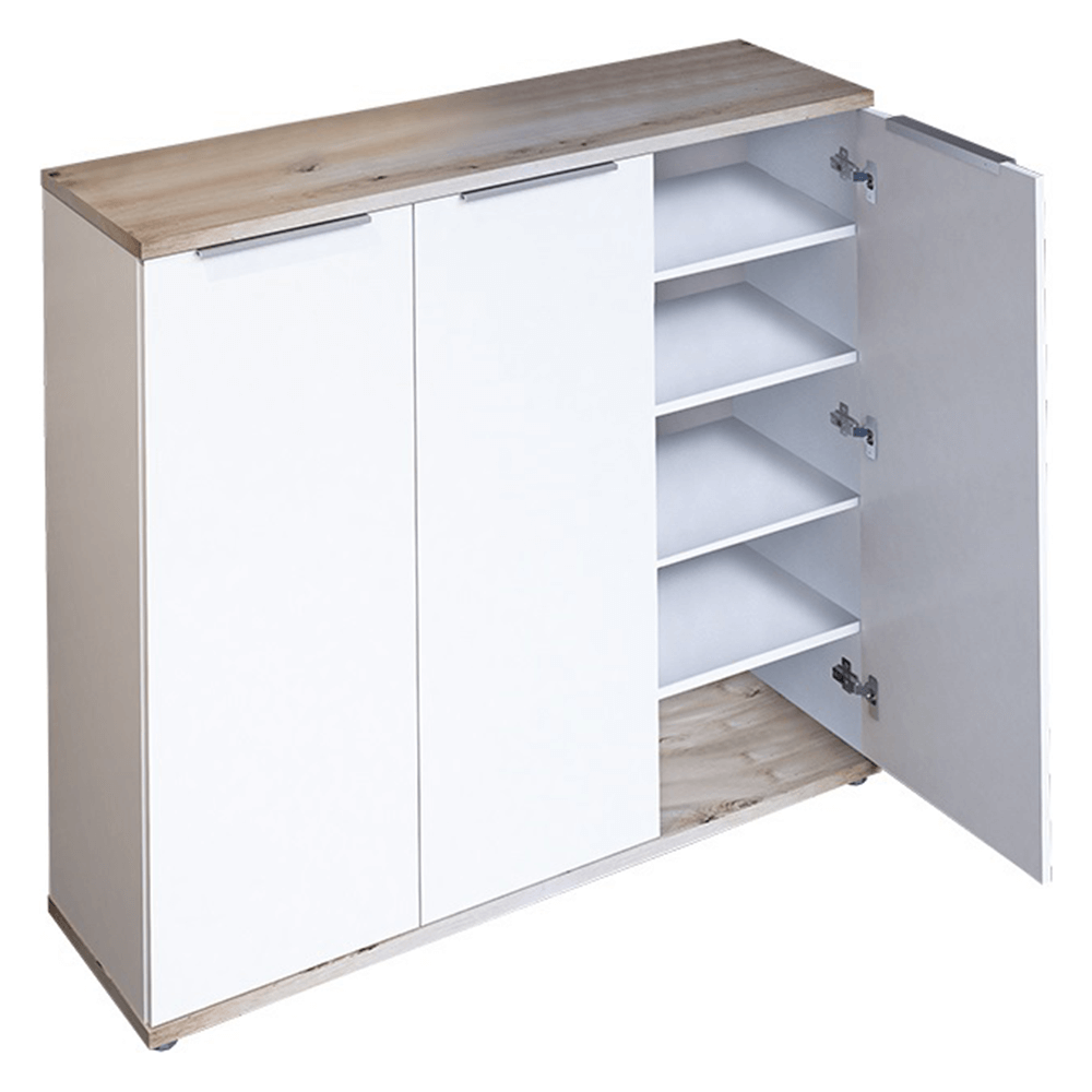 Pantofar MODINI TYP 2, stejar artisan/alb, DTD laminat/metal, 120x35x105 cm