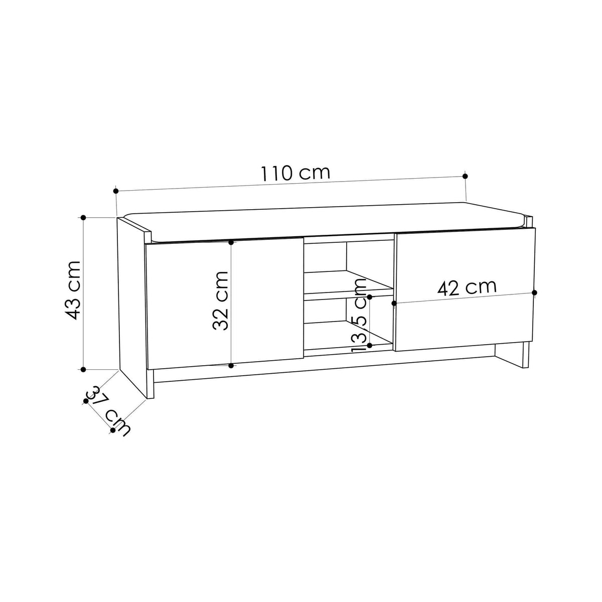 Pantofar ZULLA, stejar sonoma/gri antracit, PAL melaminat, 110x37x43 cm