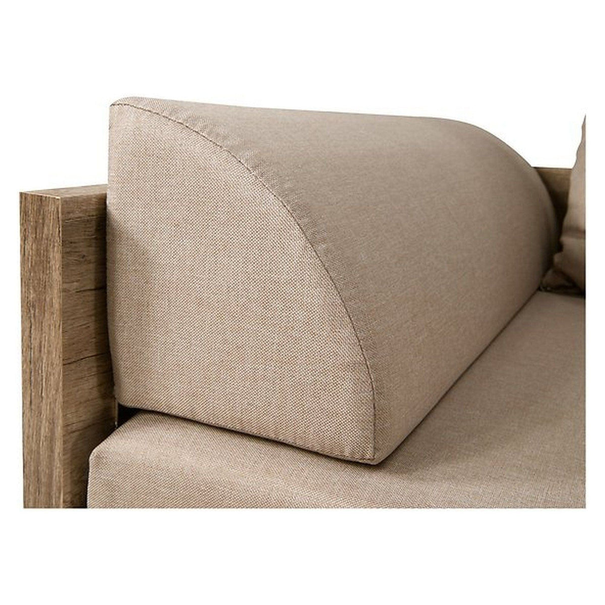 Pat MALCOLM 80/160, stejar canyon, PAL, cu saltea, cotiere, perne si spatiu depozitare