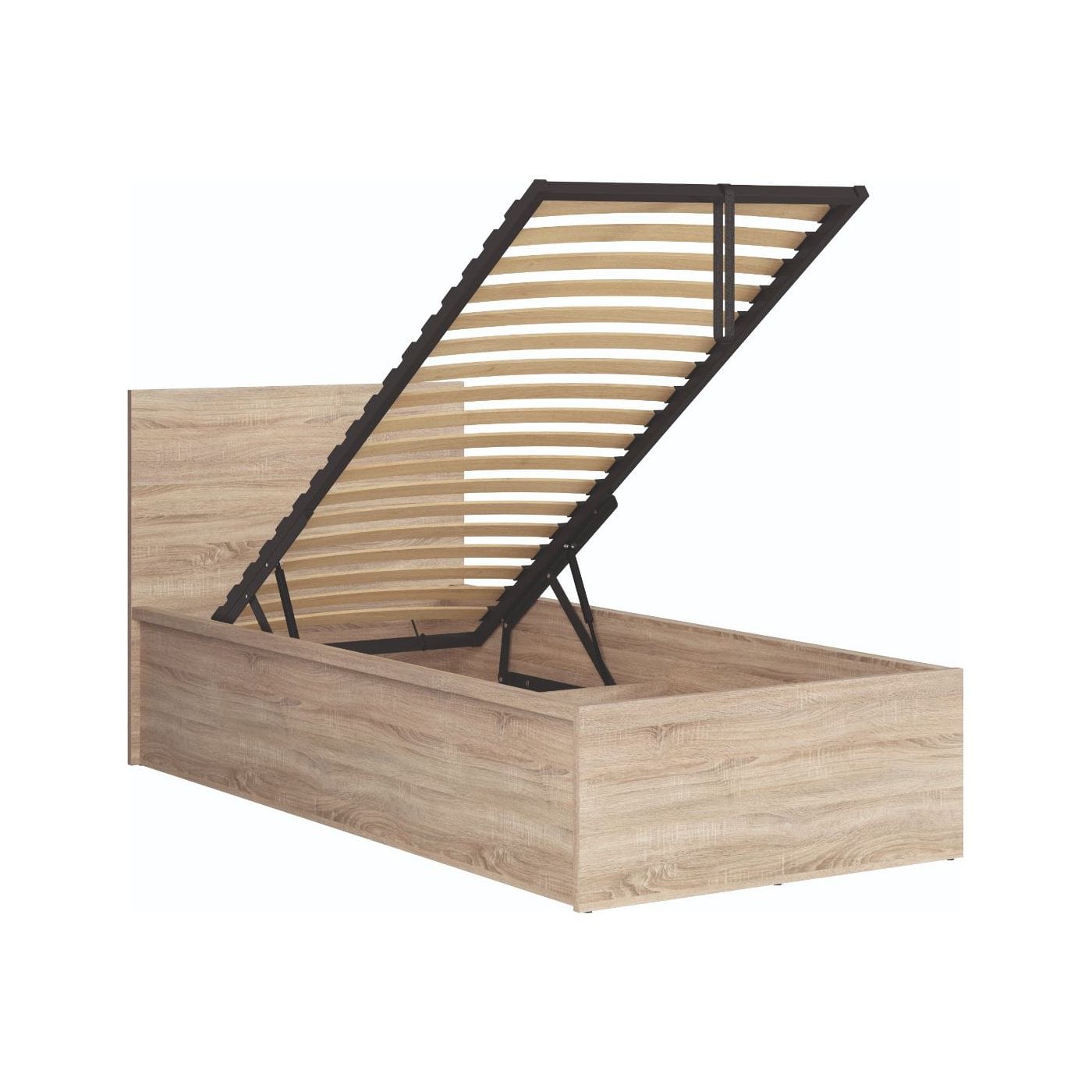 Pat TETRIX B 90x200, stejar sonoma, PAL/metal, cu somiera