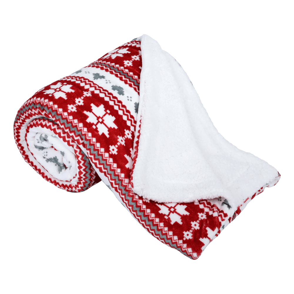 Patura SAMANTE, alb/rosu, poliester, 150x200 cm