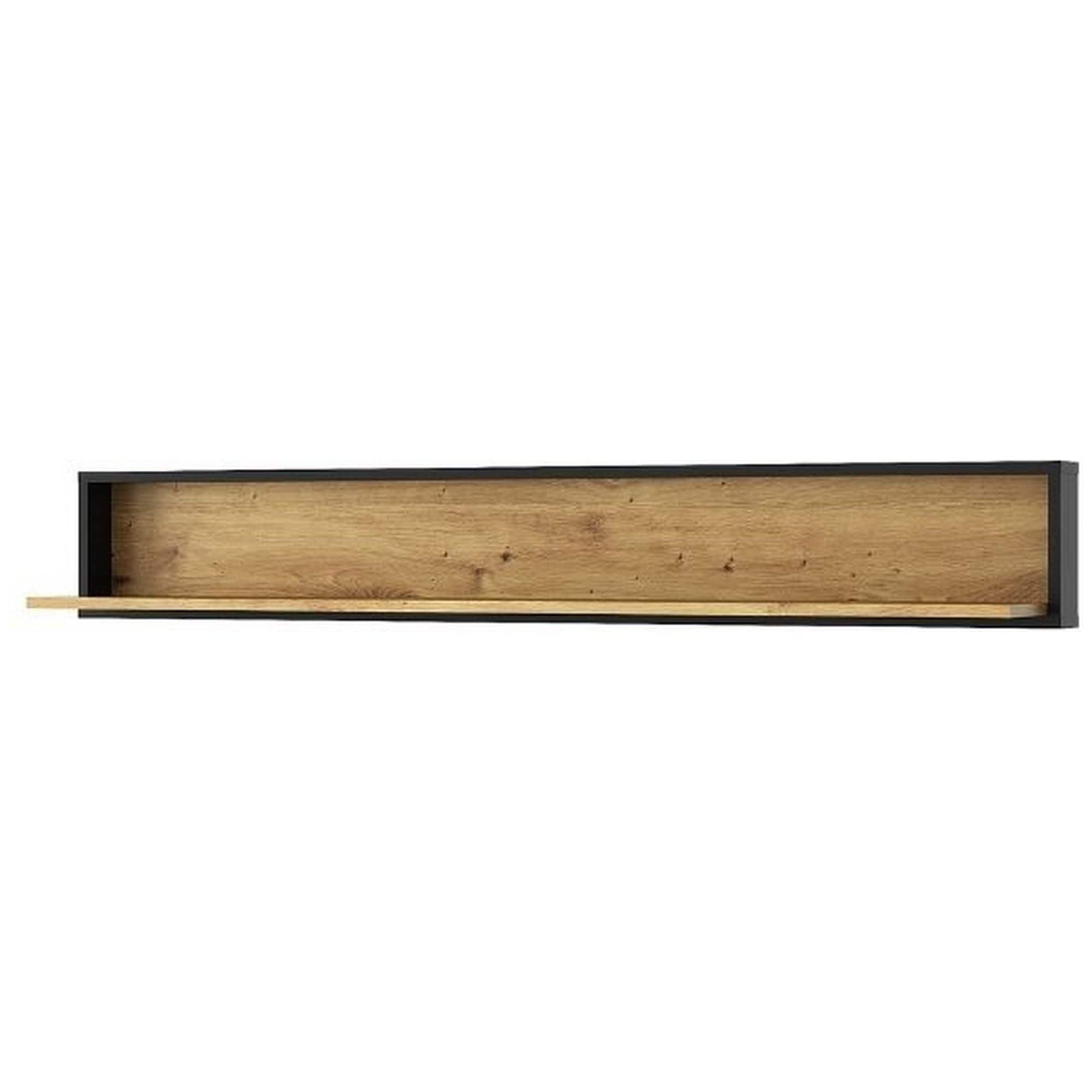 Polita BOSCO, stejar artisan maro/negru, PAL laminat, 150x20x22 cm