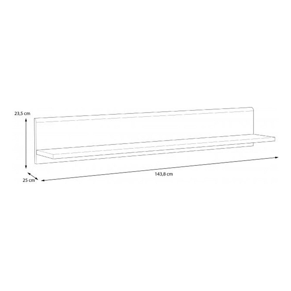 Polita TIZIANO, stejar/bej, PAL/furnir, 144x24x25 cm