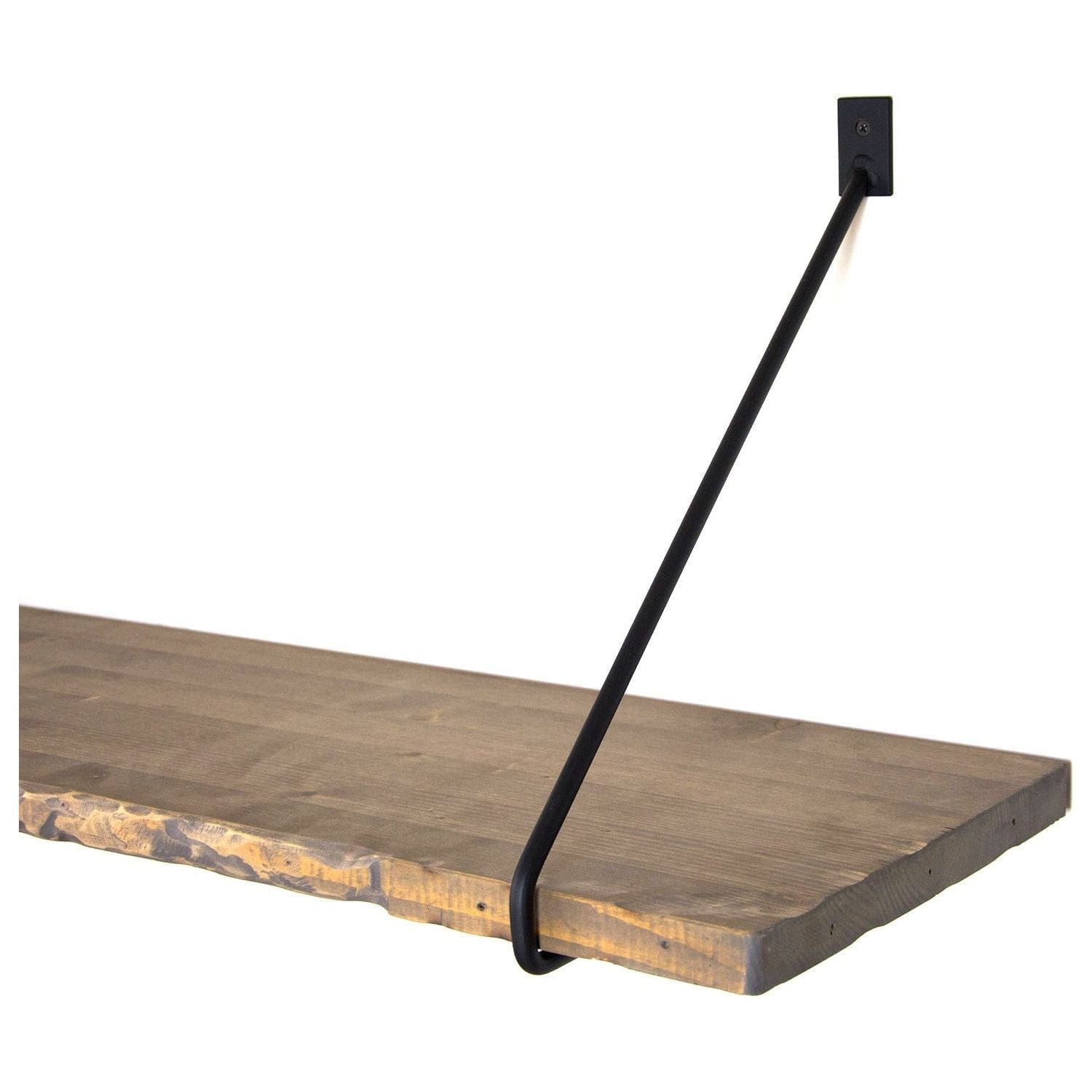 Polita WR038, nuc/negru, lemn de molid/metal, 60x14x20 cm