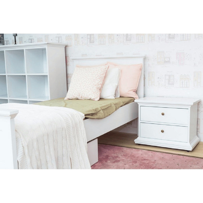 Cadru pat dormitor PARIS 77801, PAL înfoliat lăcuit, alb, 90x200, fara somiera