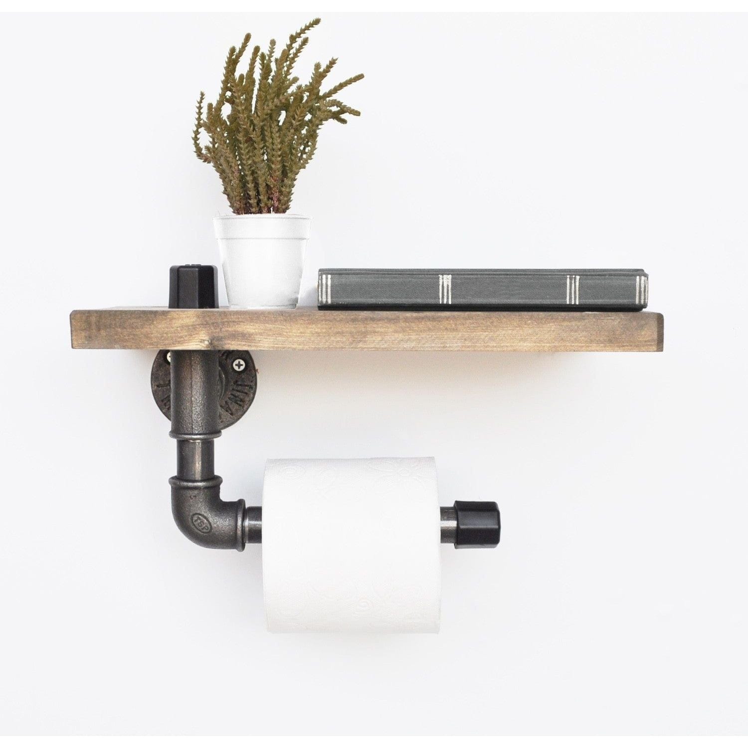 Raft baie BORURAF021, lemn de molid/metal, 30x12x14 cm