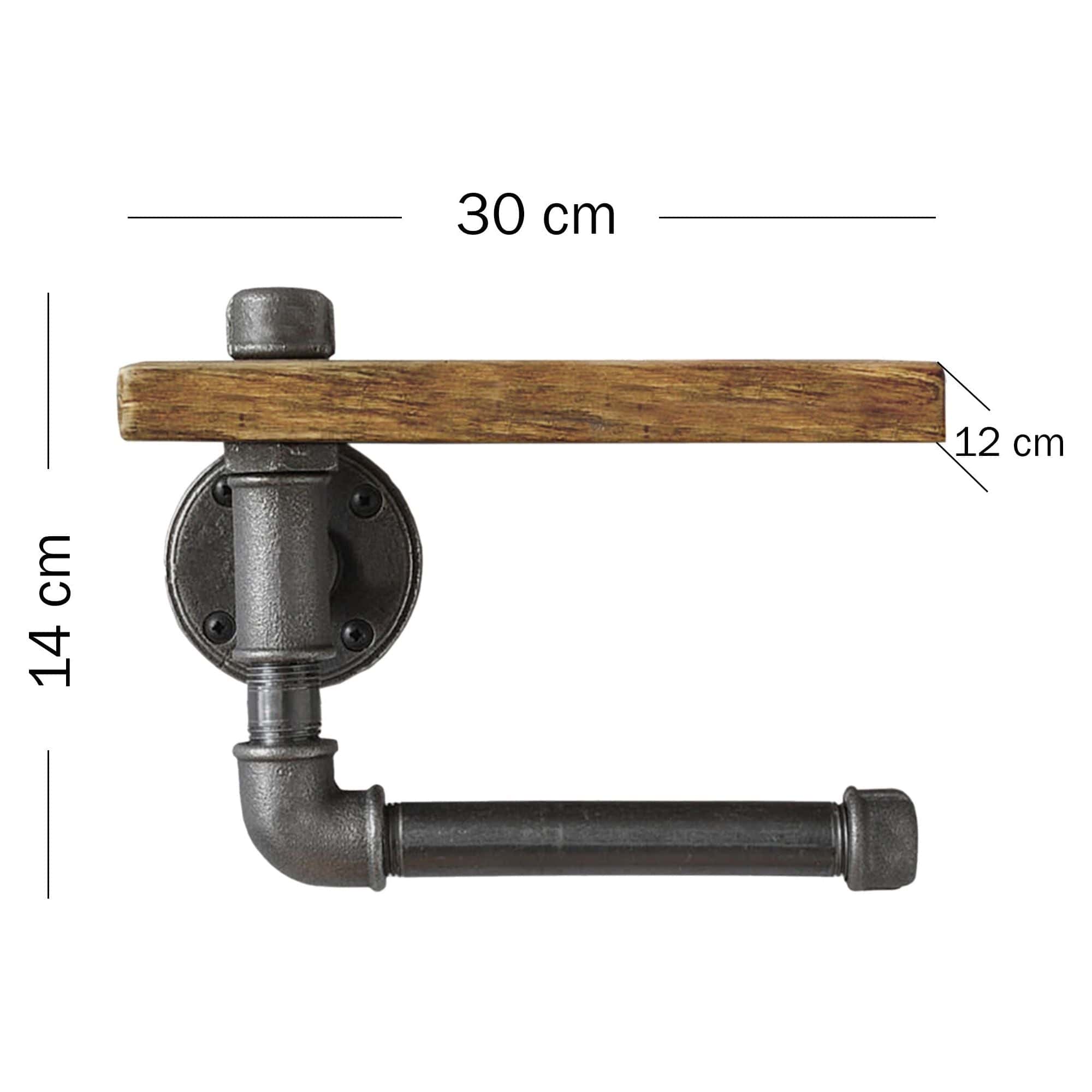 Raft baie BORURAF021, lemn de molid/metal, 30x12x14 cm