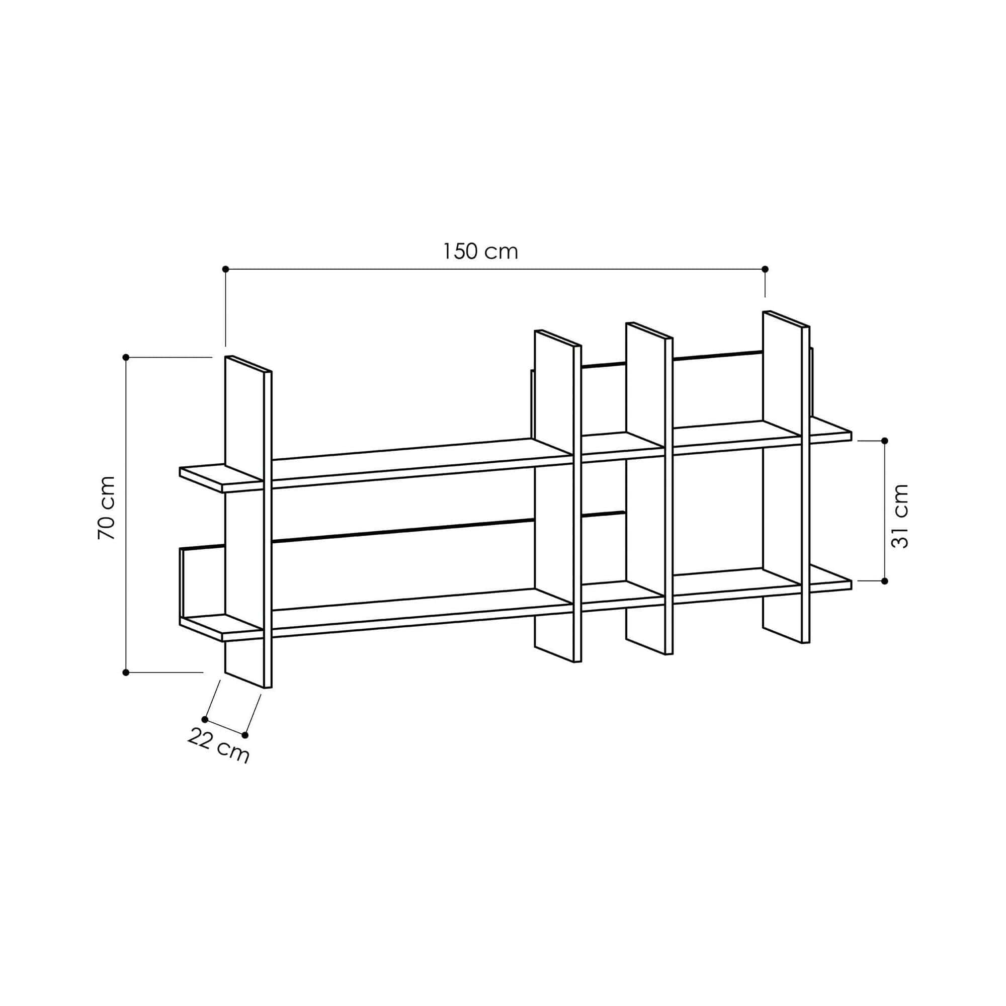 Raft BEADS, alb, PAL melaminat, 150x22x70 cm