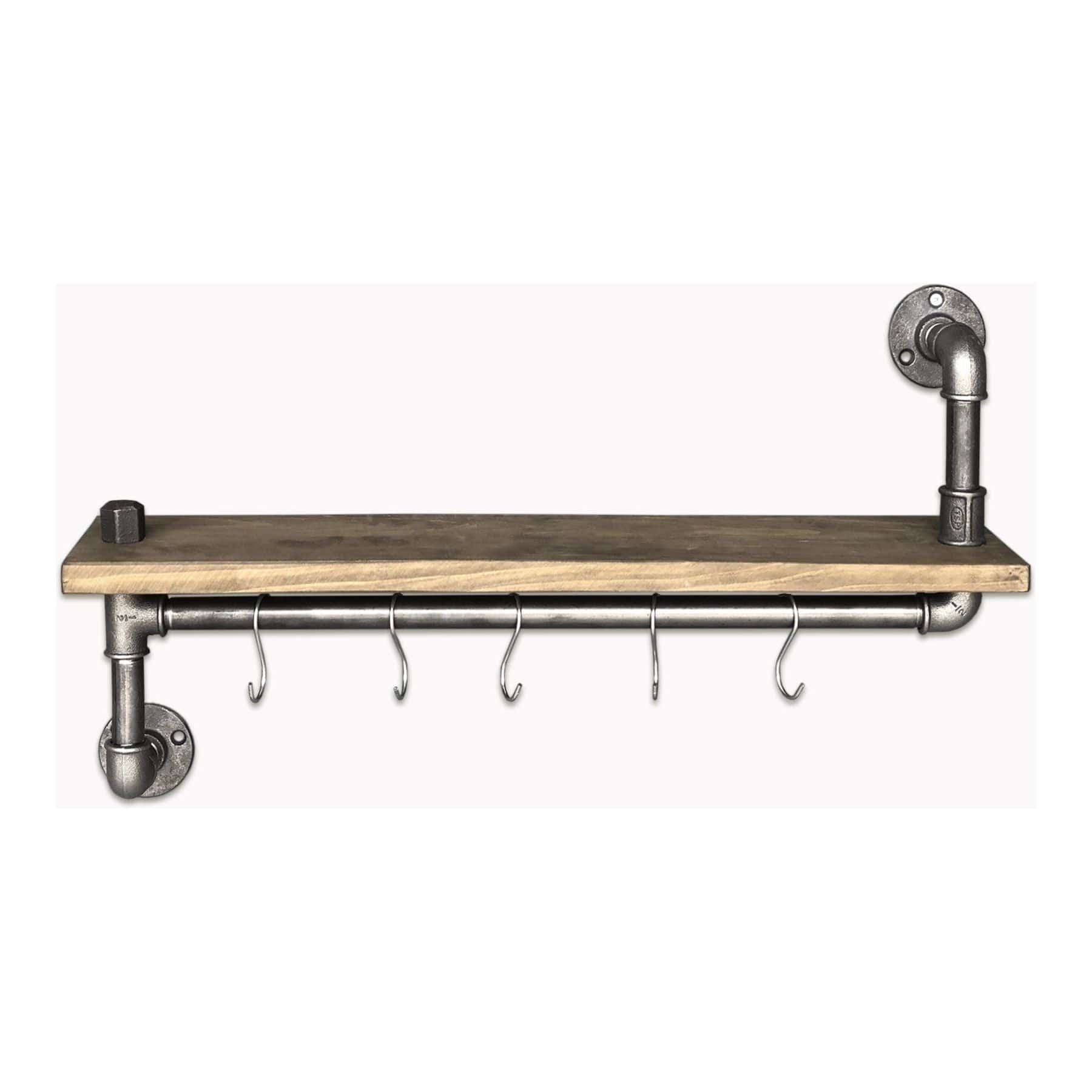 Raft bucatarie BORURAF 008, stejar/crom, lemn de molid/metal, 60x14x35 cm