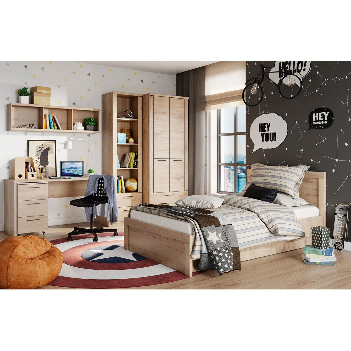 Raft DOORSET 135, stejar navarra, PAL laminat, 135x38x25 cm