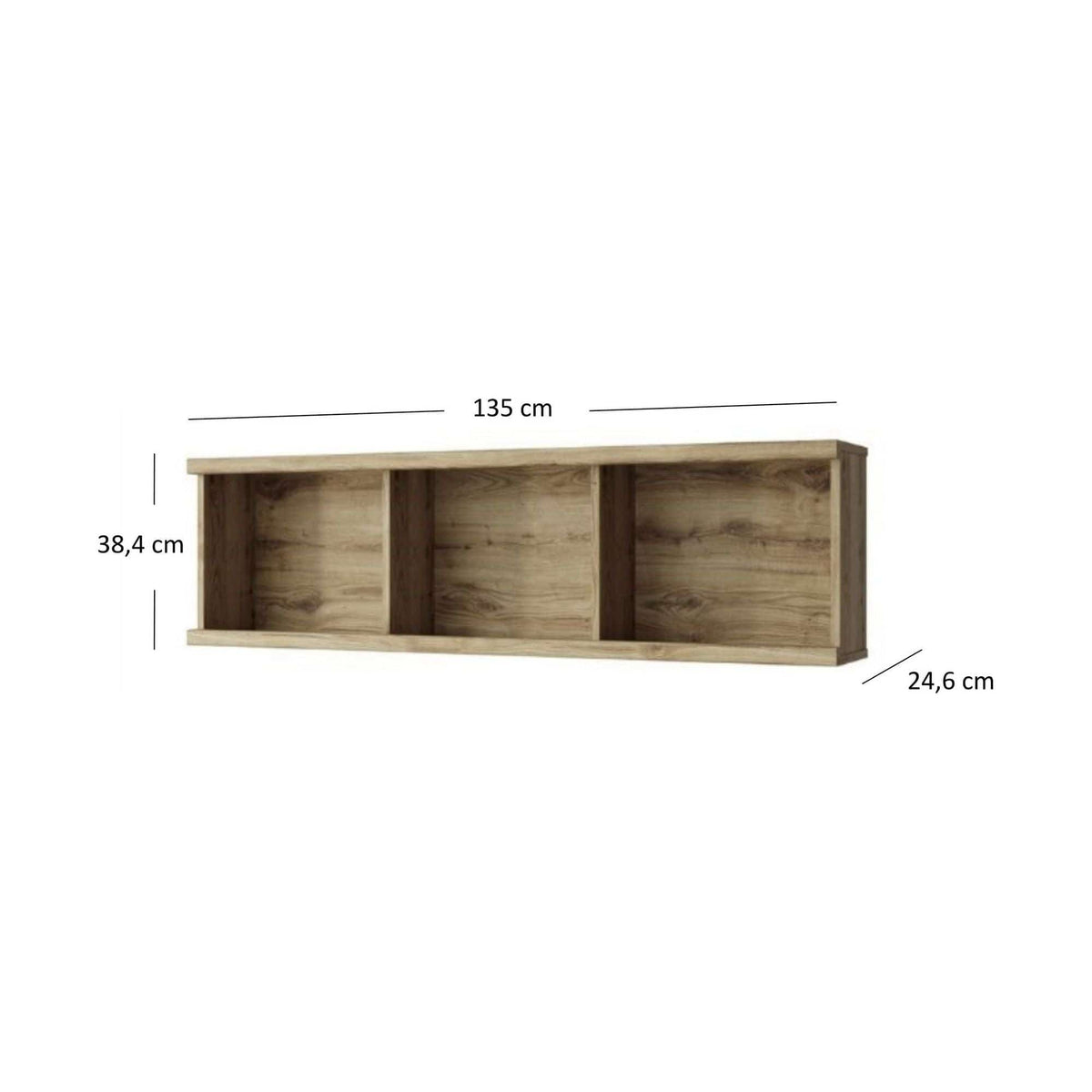 Raft DOORSET 135, stejar navarra, PAL laminat, 135x38x25 cm