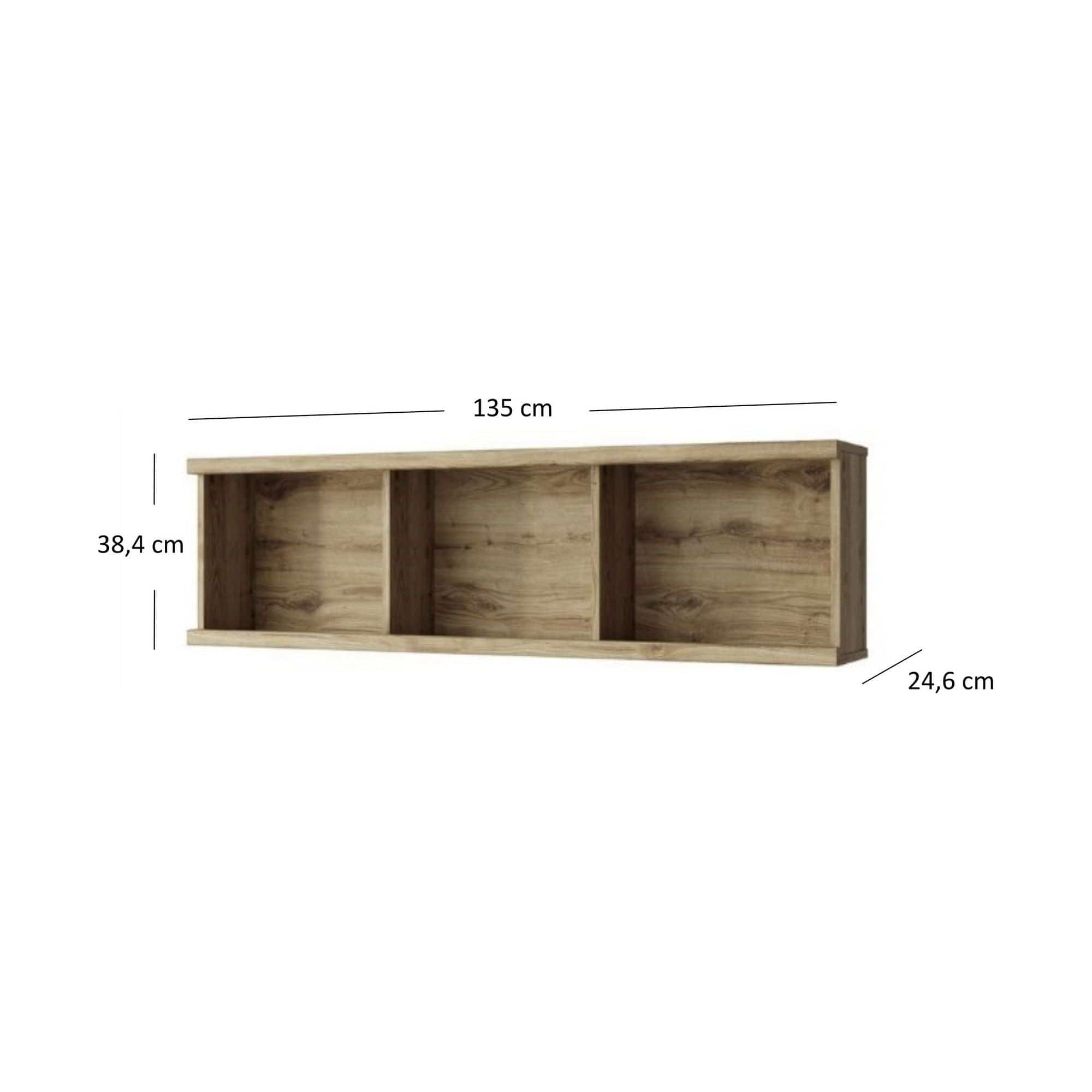 Raft DOORSET 135, stejar navarra, PAL laminat, 135x38x25 cm