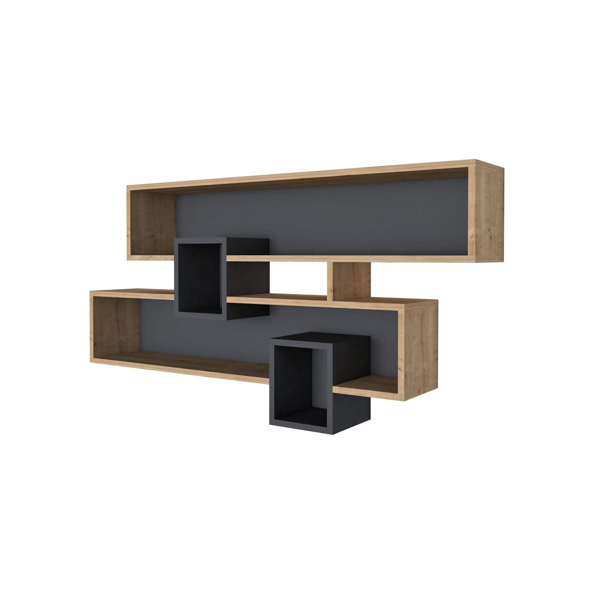 Raft KAREN, gri antracit/stejar, PAL melaminat, 120x22x72 cm