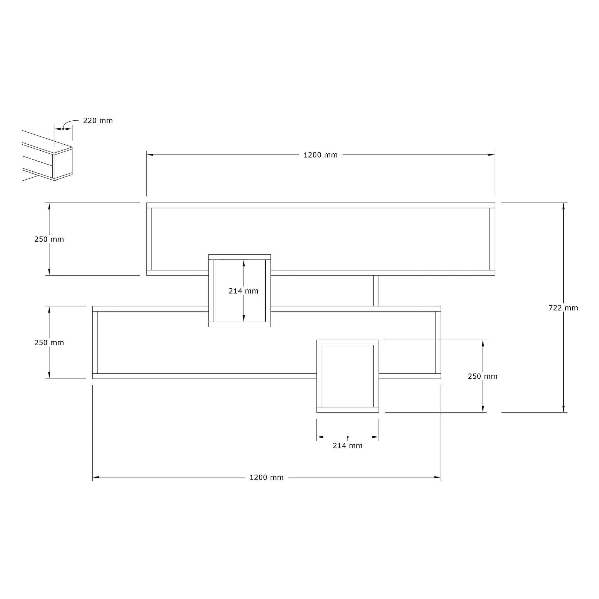 Raft KAREN, gri antracit/stejar, PAL melaminat, 120x22x72 cm