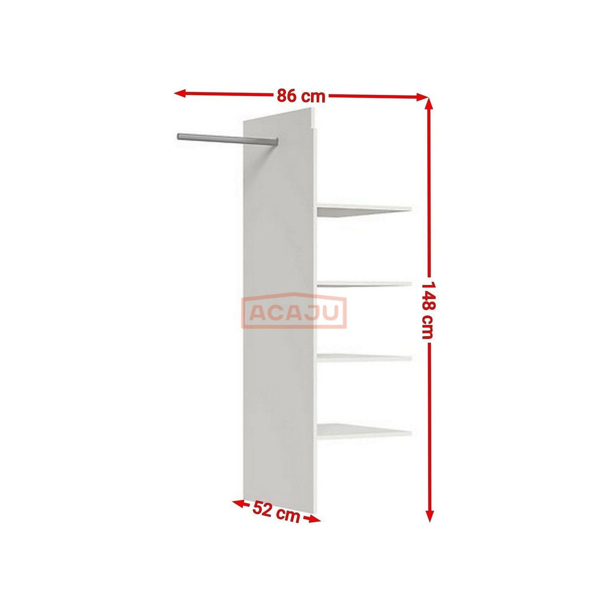 Raft KASPIAN, alb, PAL/metal, 86x52x148 cm