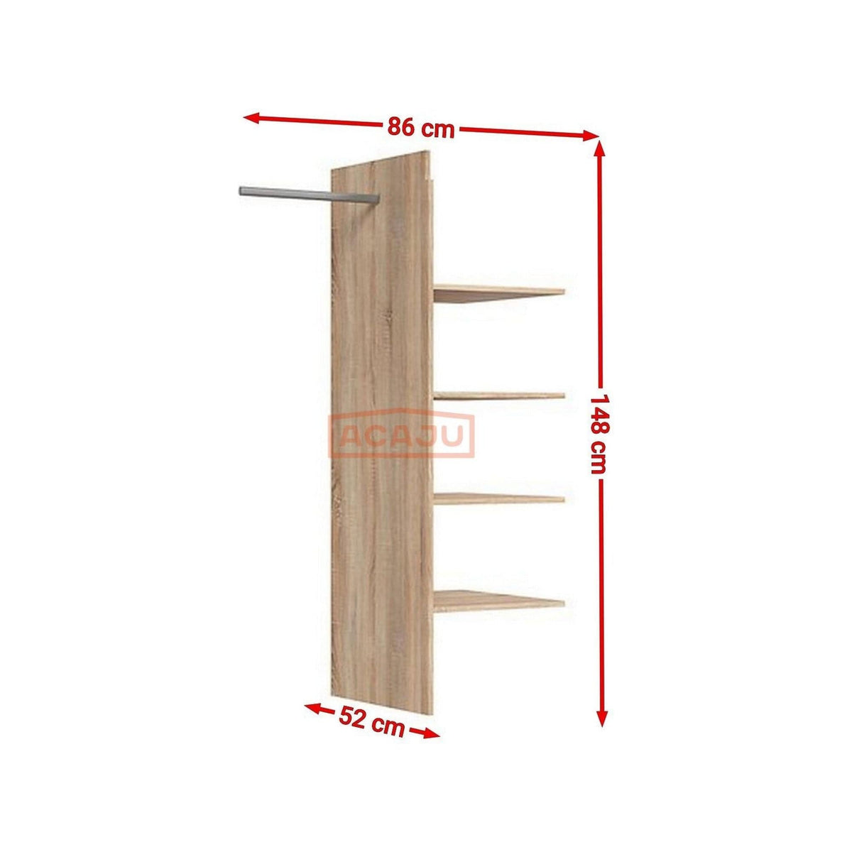 Raft KASPIAN, stejar sonoma, PAL/metal, 86x52x148 cm