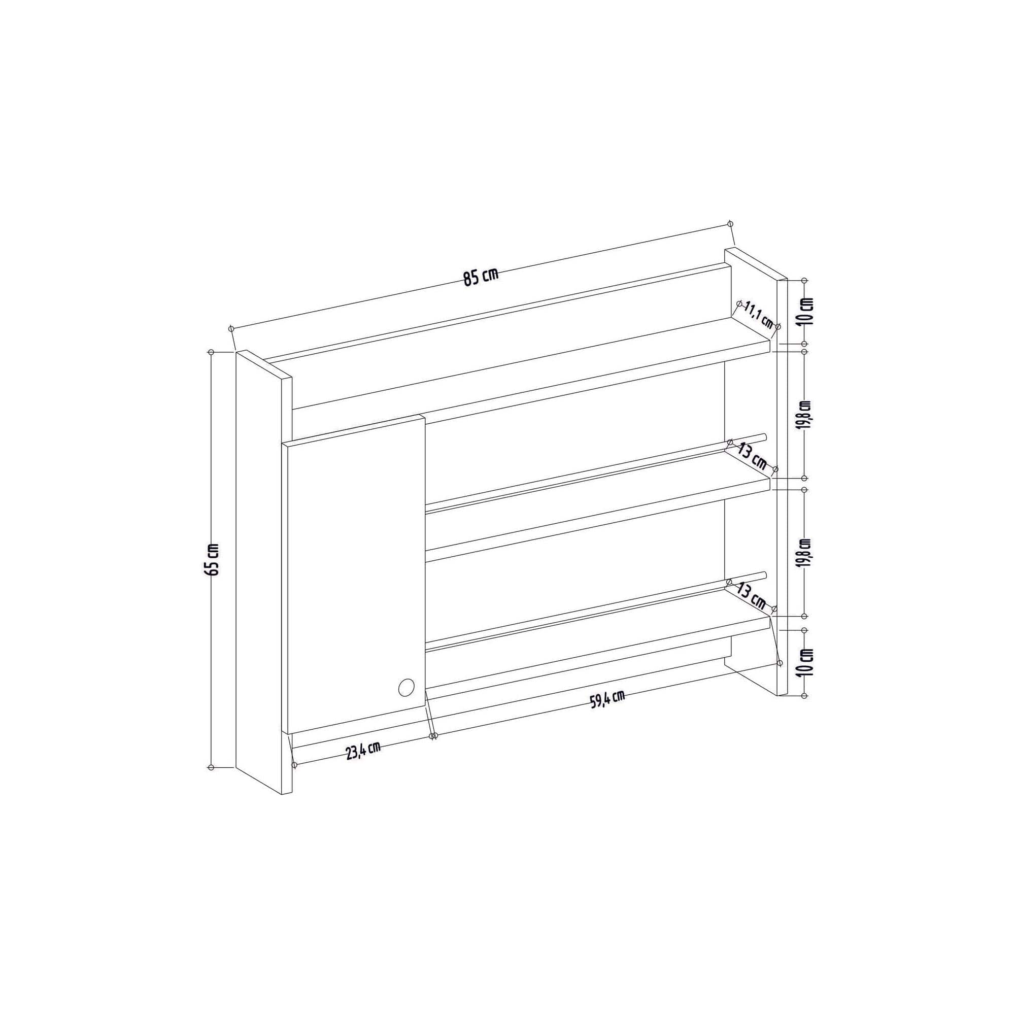 Raft KNERR, alb, PAL melaminat, 85x15x65 cm