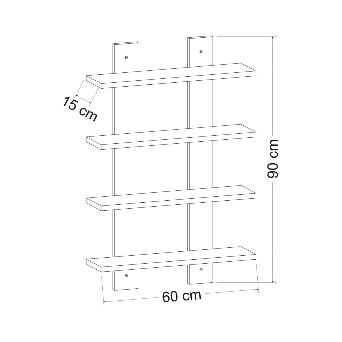 Raft LAUREL, alb, PAL melaminat, 60x16x90 cm