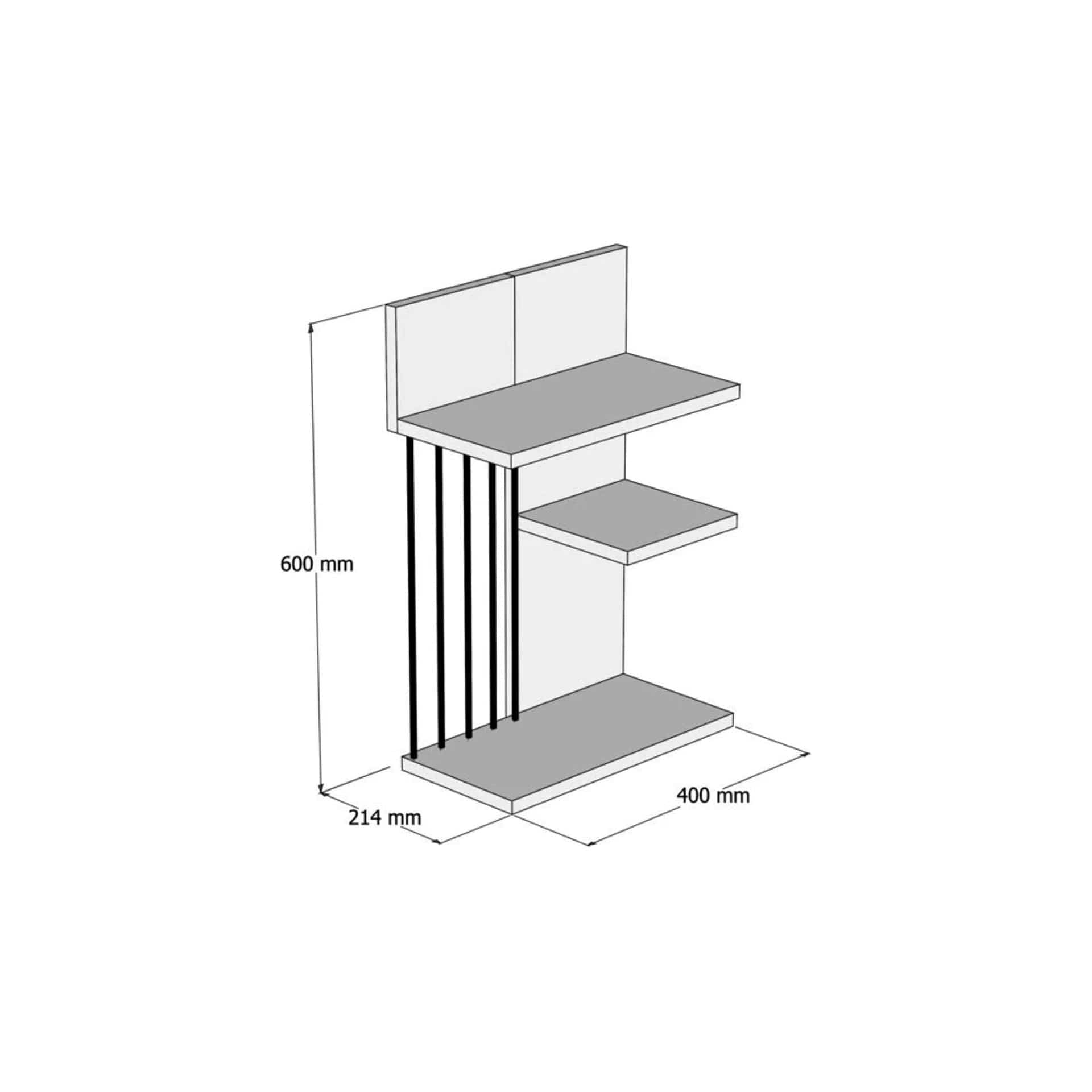 Raft NEZMA, stejar/gri antracit, PAL melaminat, 40x21x60 cm