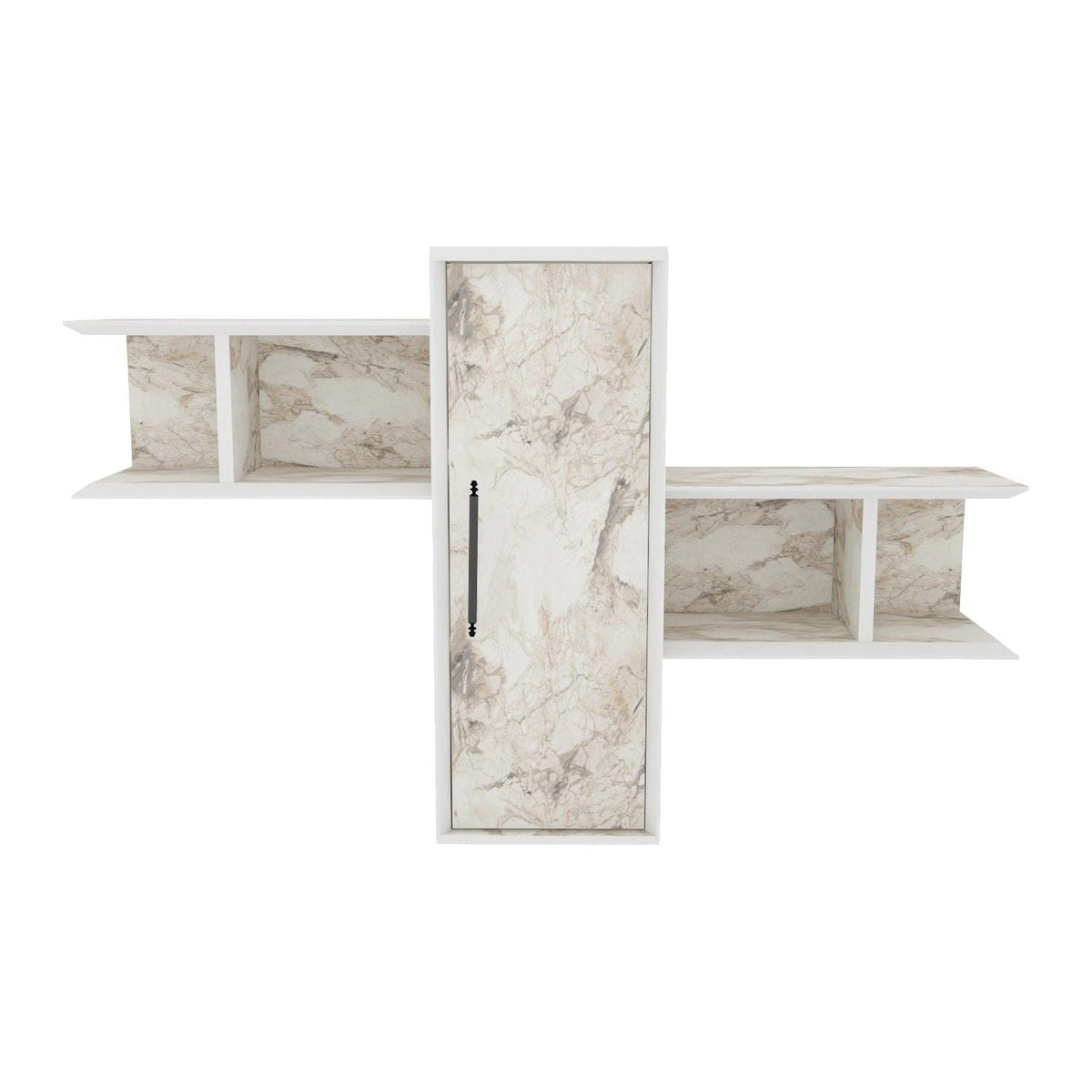 Raft Olida, alb cu imprimeu marmura, 119x35x52 cm