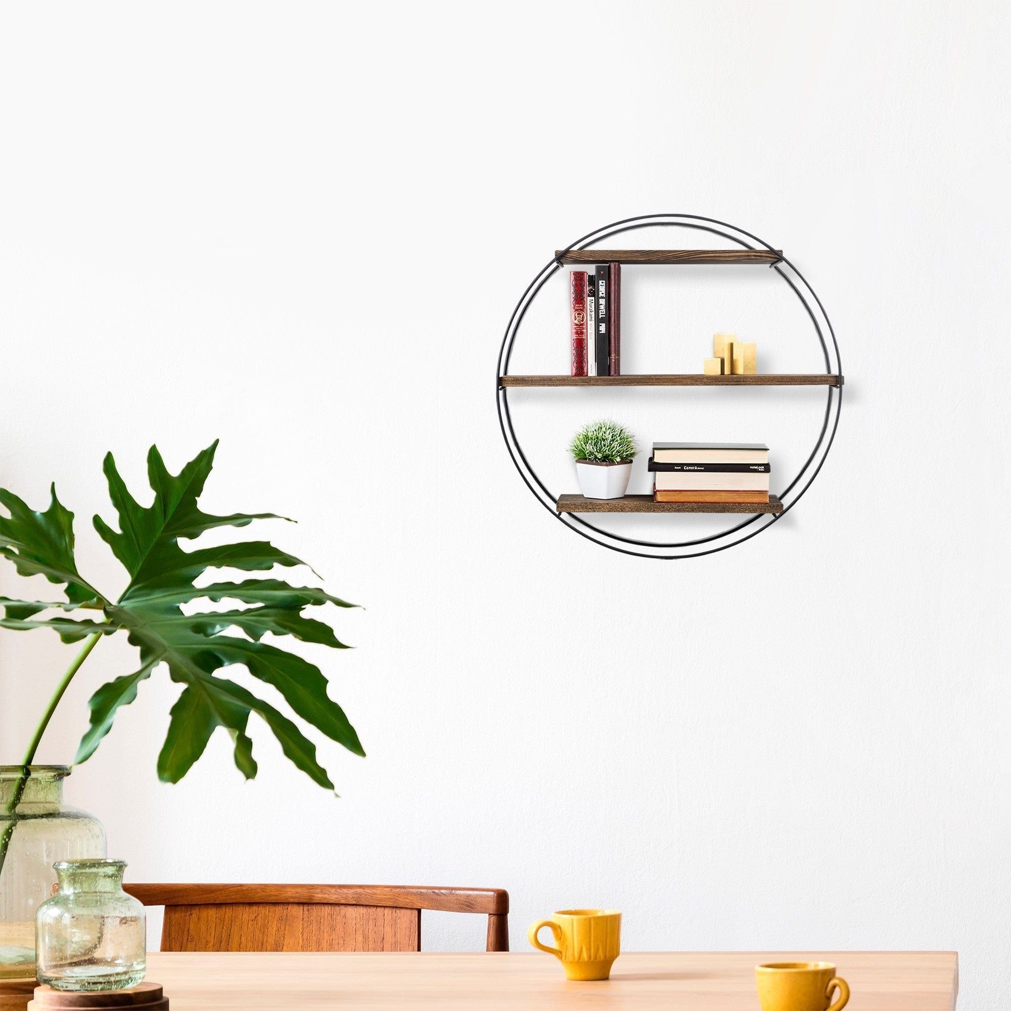 Raft TULIPA, nuc/negru, lemn/metal, 60x15x60 cm