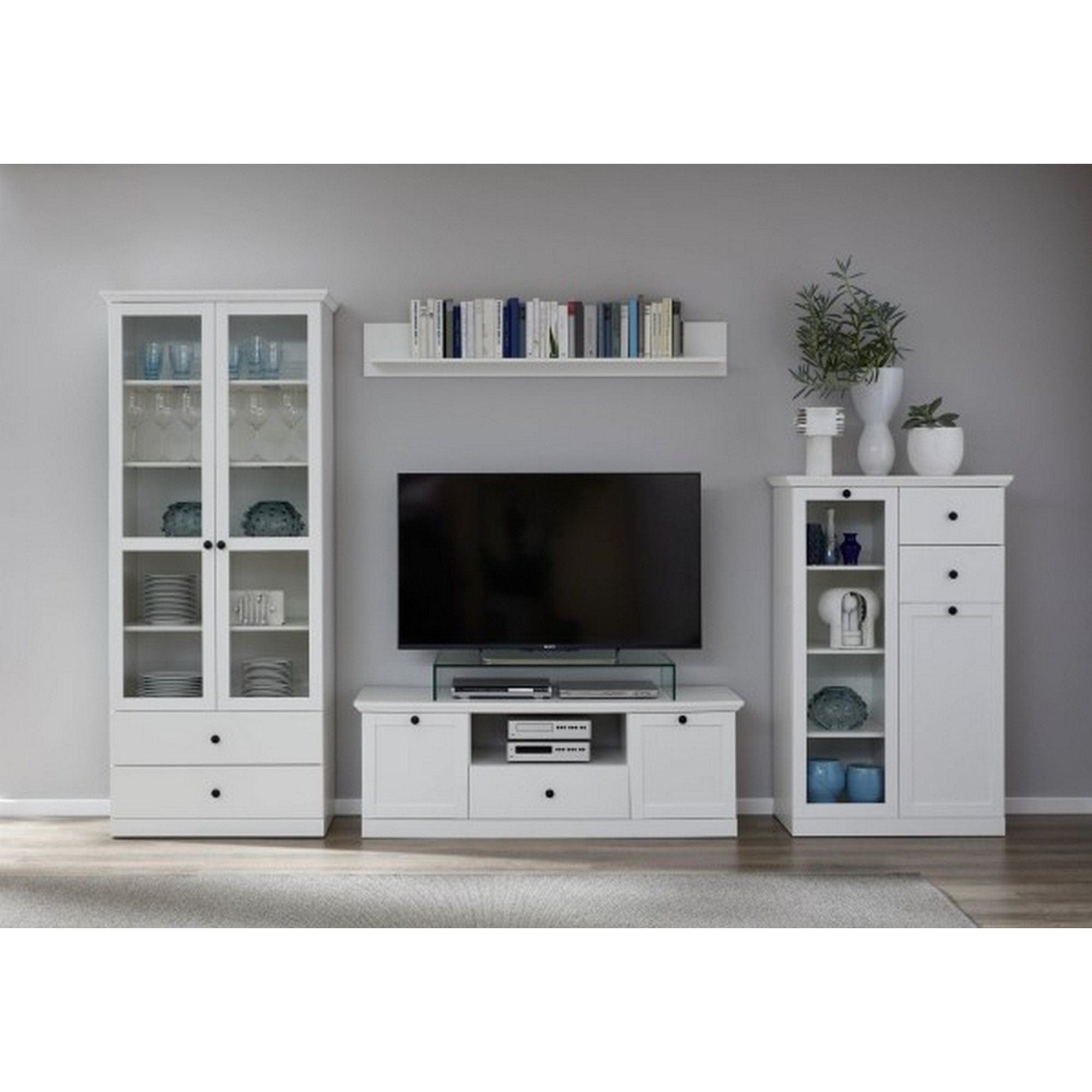 Rafturi Brandson, albe, pentru dulap cu 2 usi si 2 sertare, 73x1,6x33 cm