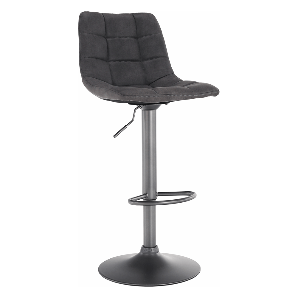 Scaun bar LAHELA, gri/negru, stofa clasica/metal, 44x50x91/112 cm