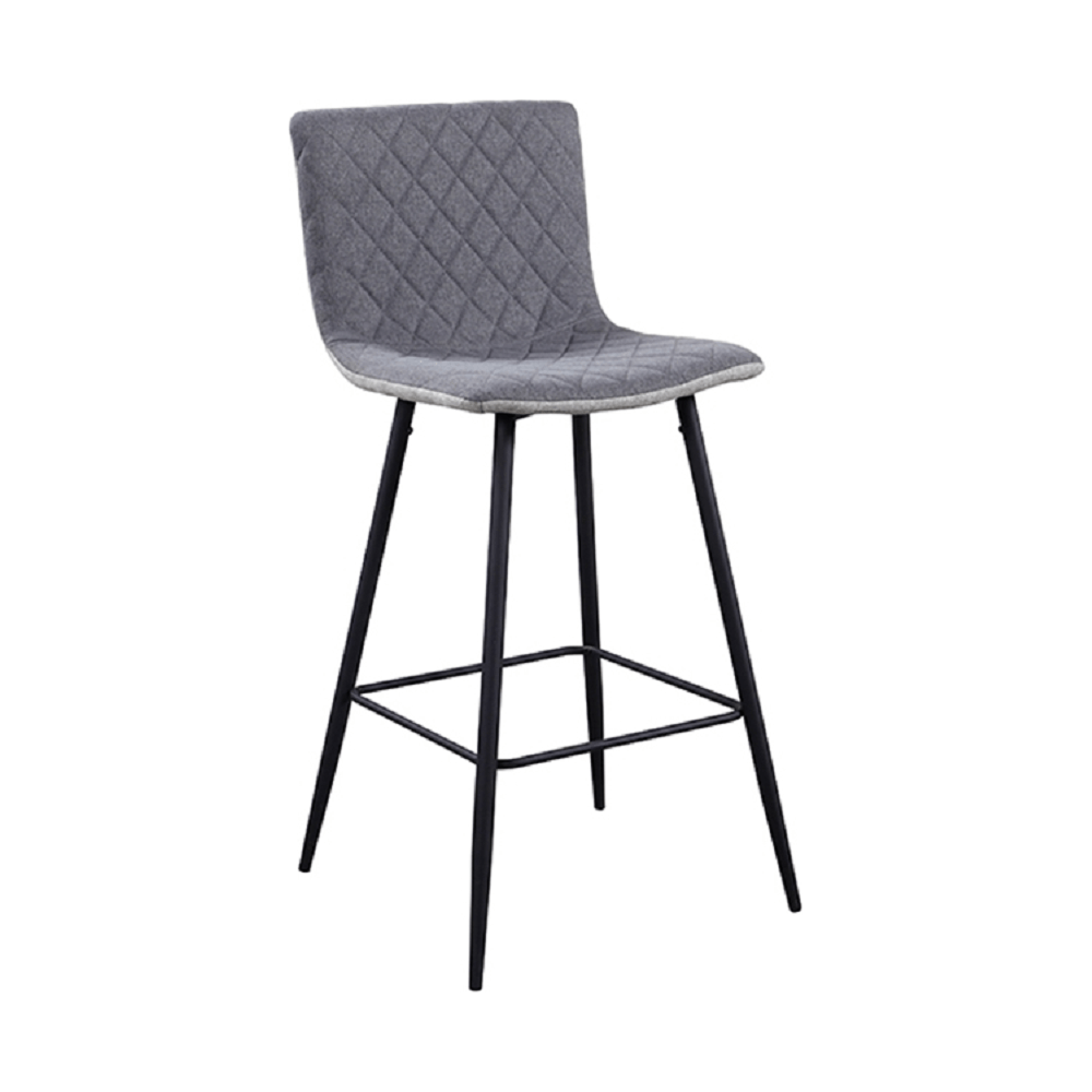 Scaun bar TORANA, gri/negru, stofa clasica/metal, 41x52x106 cm