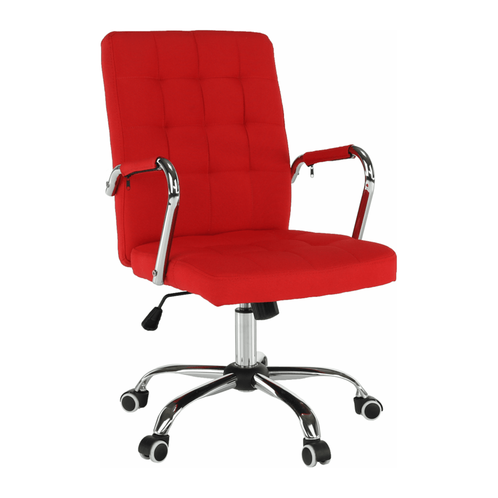 Scaun birou MORGEN, roşu/crom, stofa clasica/metal, 51x64x93/103 cm