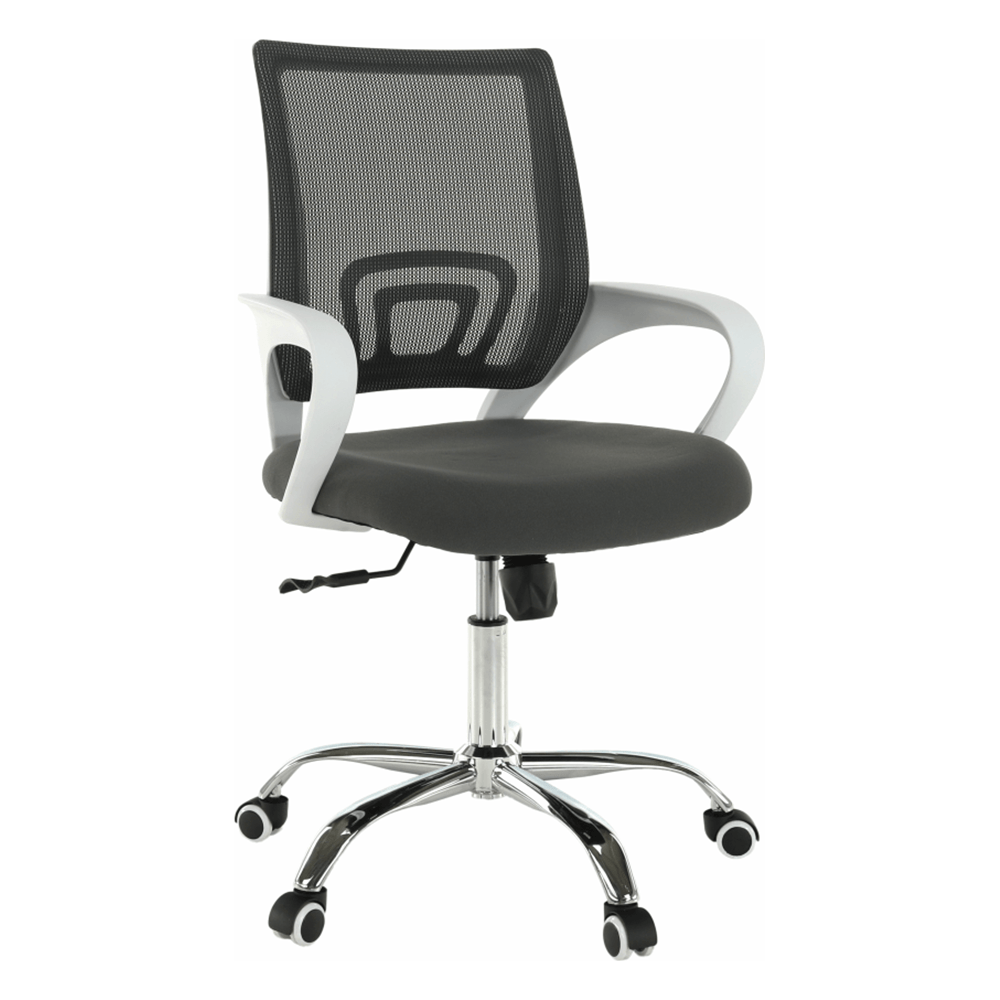 Scaun birou SANAZ TYP 2, negru/alb/crom, stofa/metal, 60x60x91/103 cm