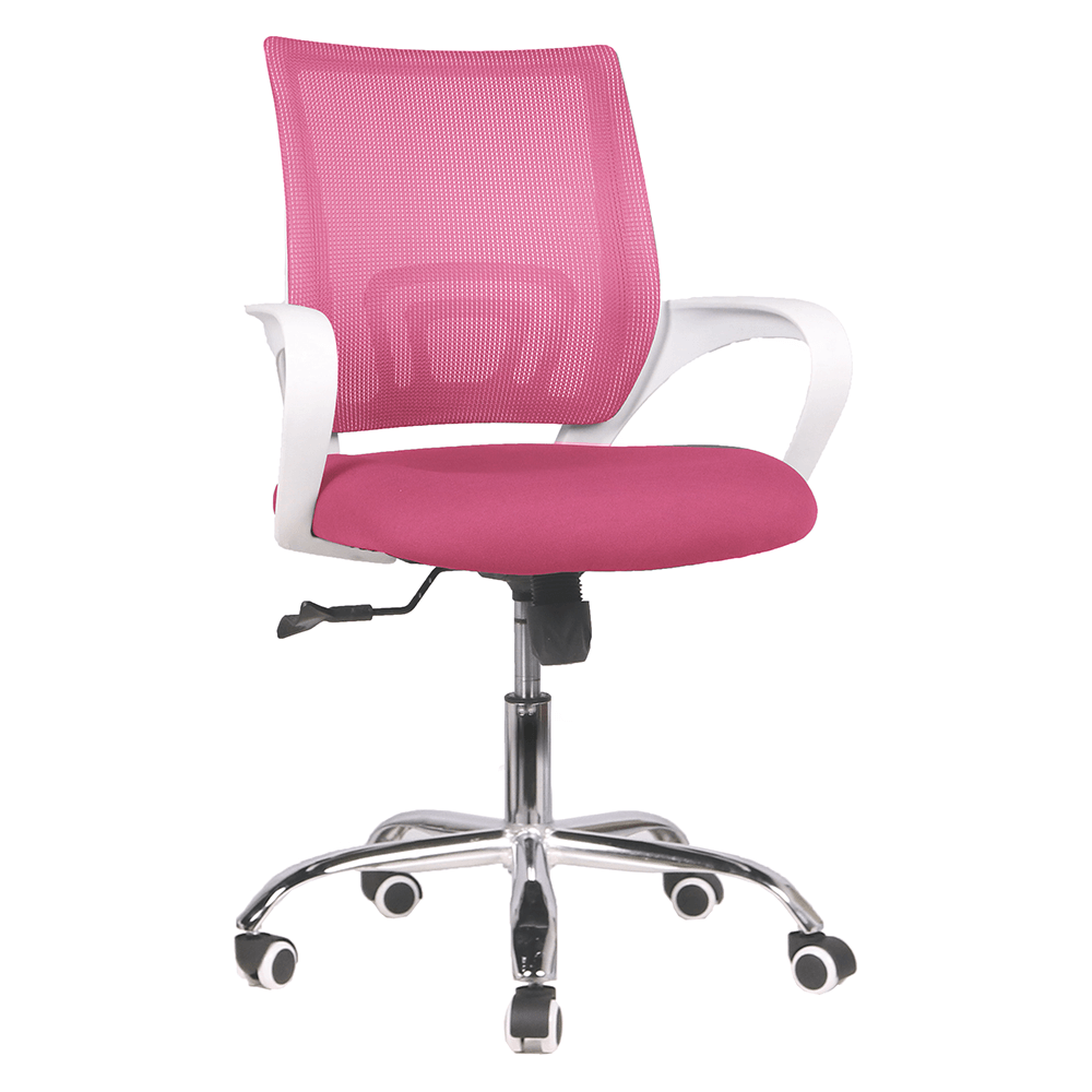 Scaun birou SANAZ TYP 2, roz/alb, stofa/metal, 60x50x91/103 cm
