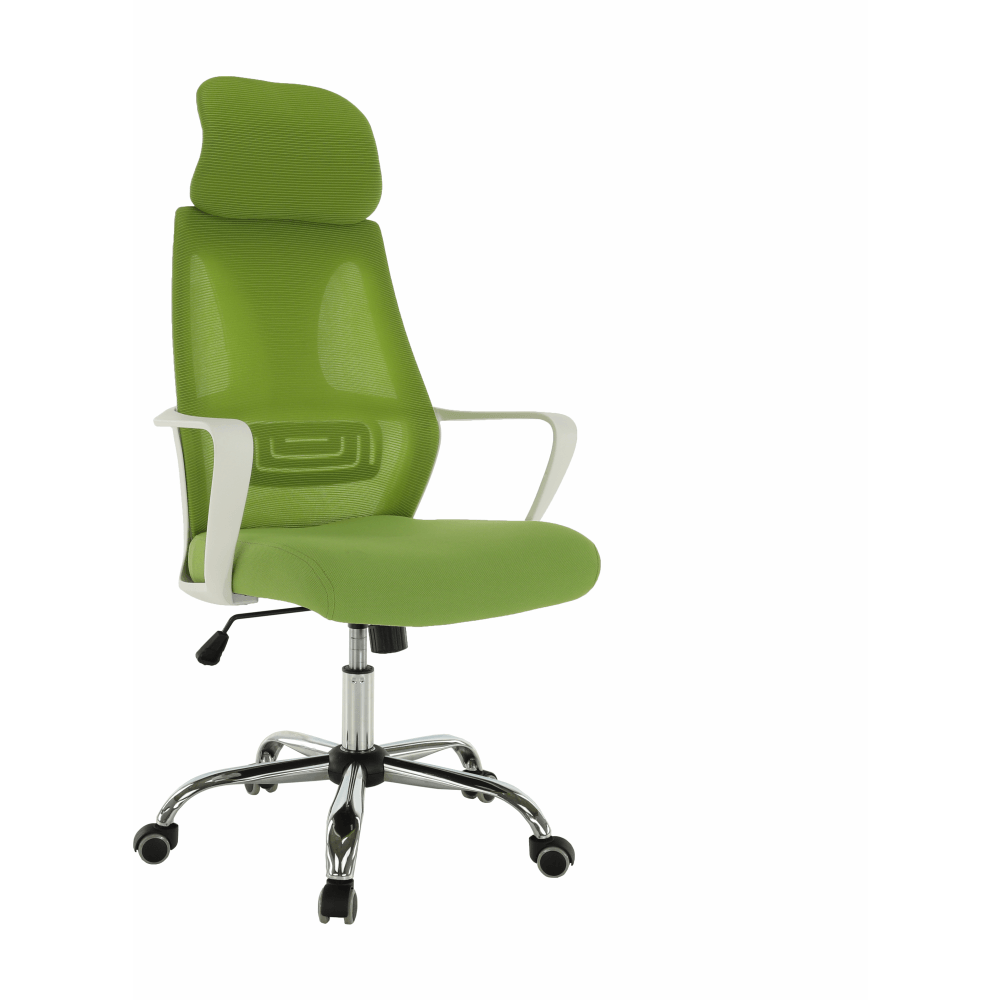 Scaun birou TAXIS, verde/alb/crom, stofa/plastic/metal, 64x63x118/127 cm