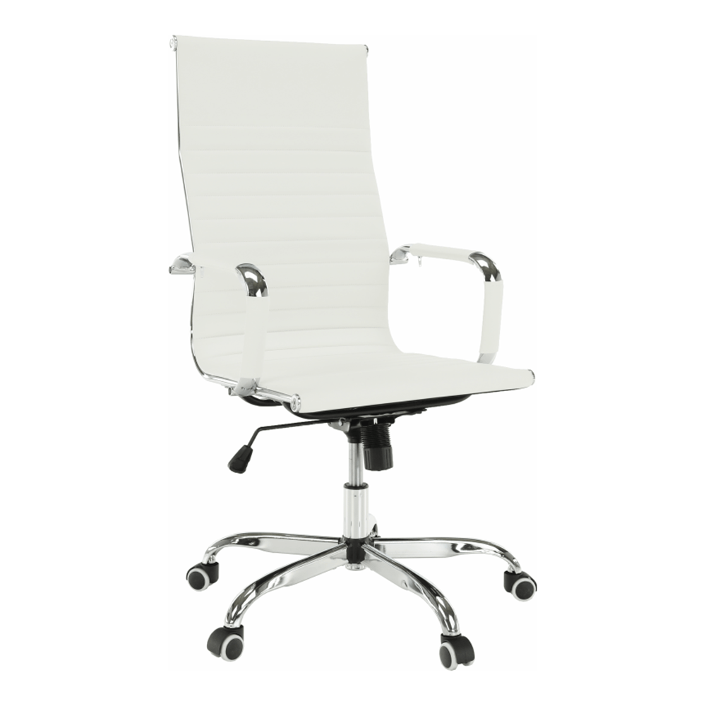 Scaun de birou AZURE 2 NEW, alb/crom, piele ecologica/metal, 63x55x106/114 cm