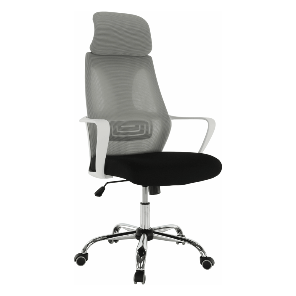 Scaun de birou TAXIS, gri/negru/crom, stofa/plastic/metal, 64x63x118/126 cm